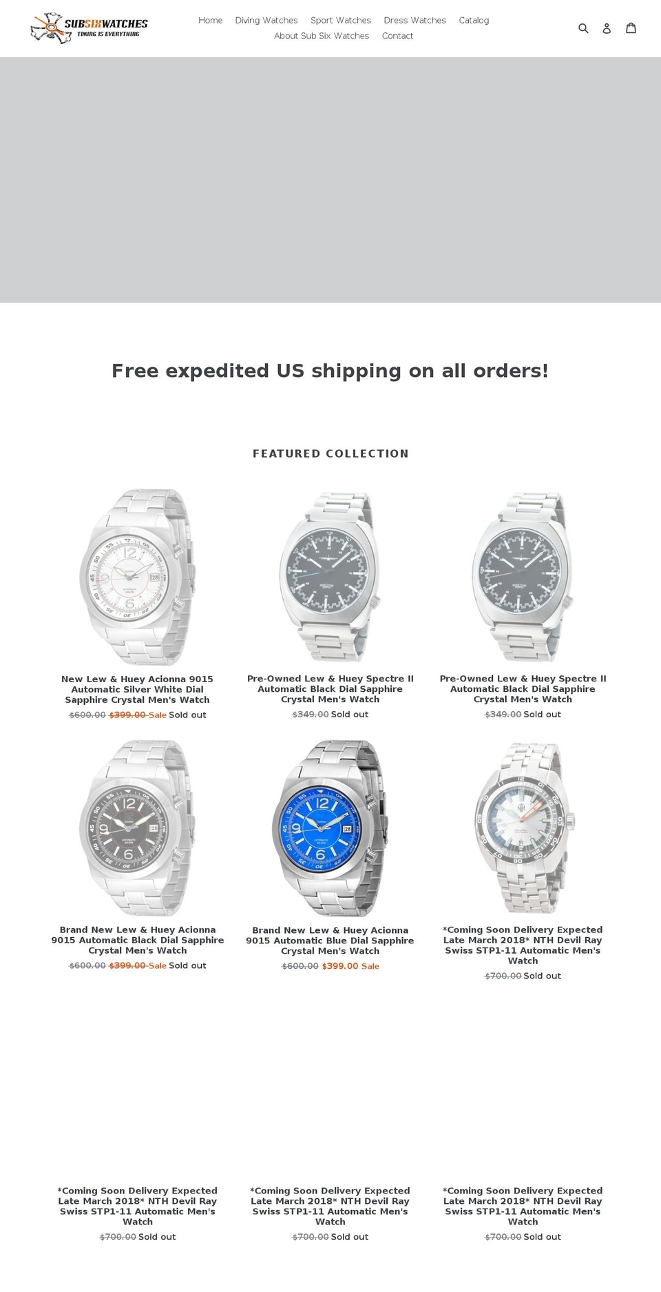 subsixwatches.com — Shopify storefront screenshot