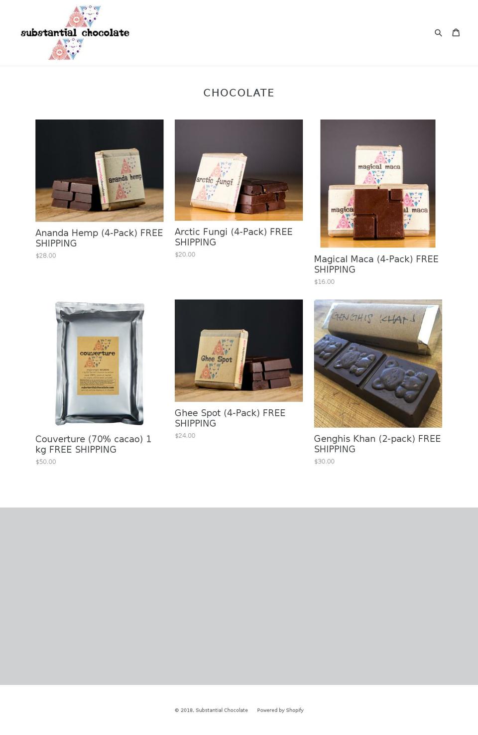 substantialchocolate.com — Shopify storefront screenshot