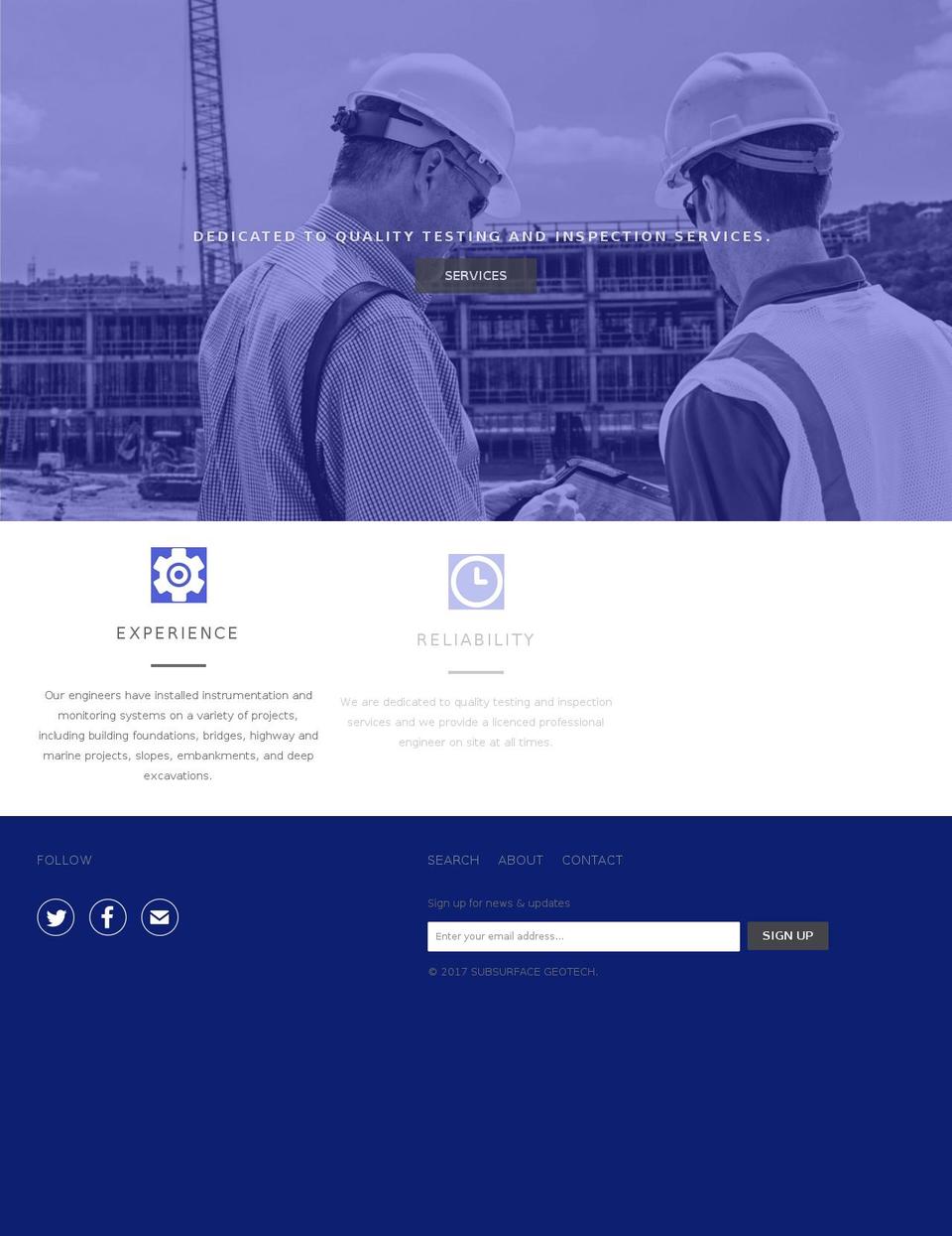 subsurfacegeotech.com shopify website screenshot