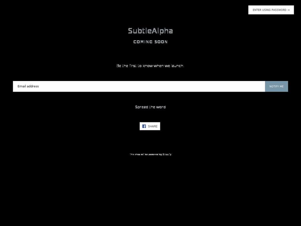 subtlealpha.com — Shopify storefront screenshot