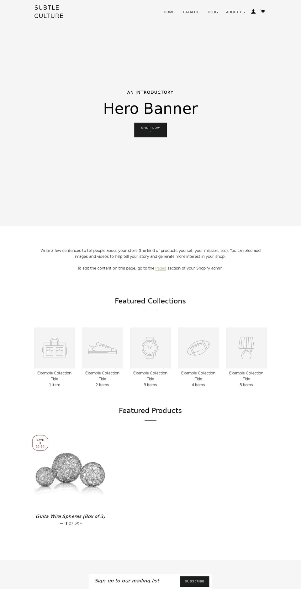 subtleculture.com shopify website screenshot