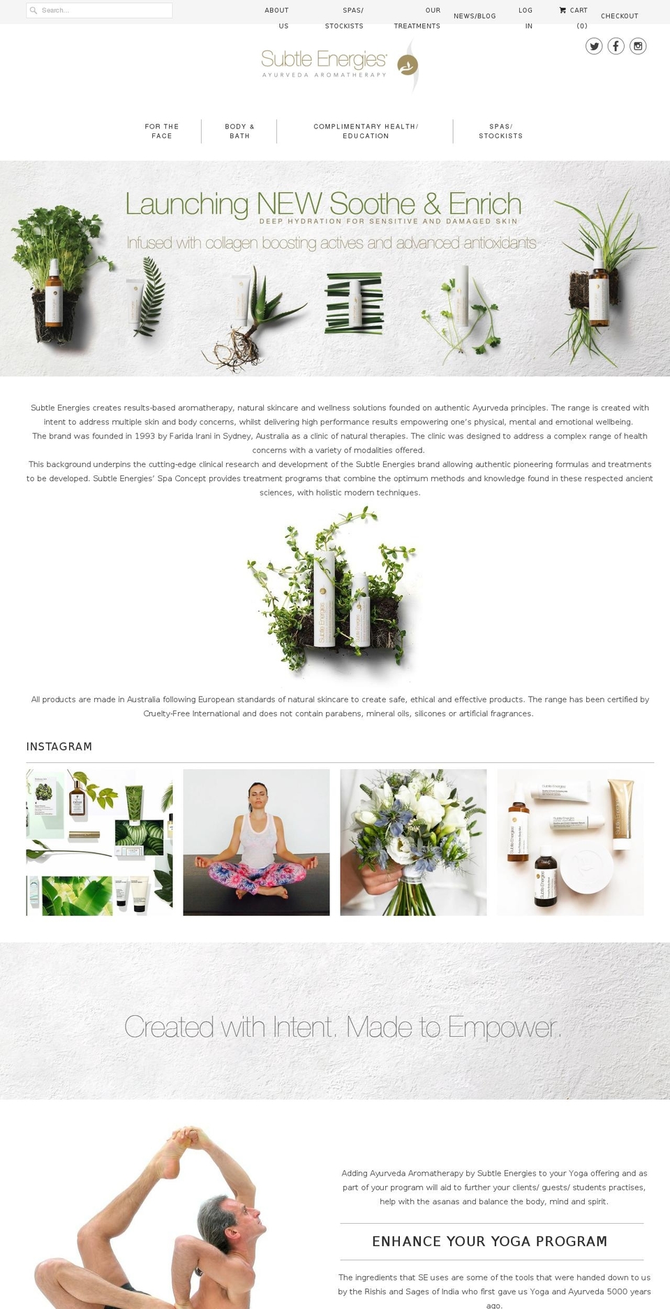 subtleenergies-store.com shopify website screenshot