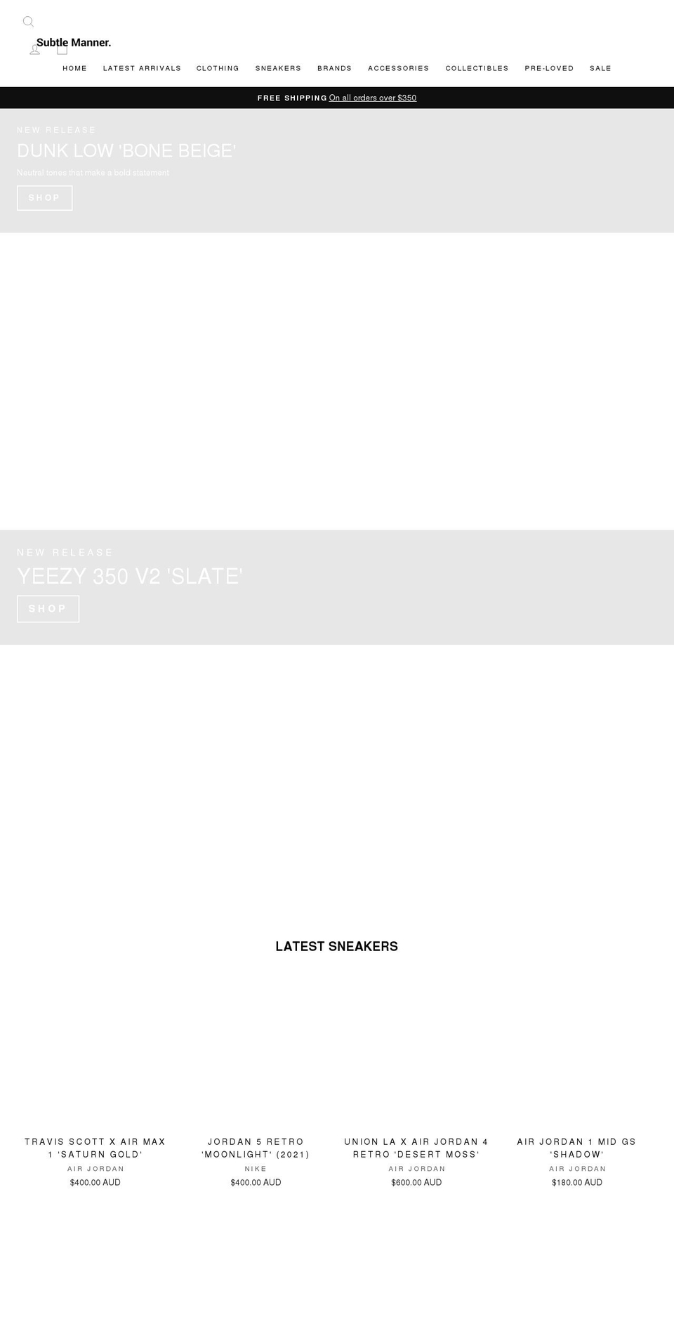 subtlemanner.com.au shopify website screenshot