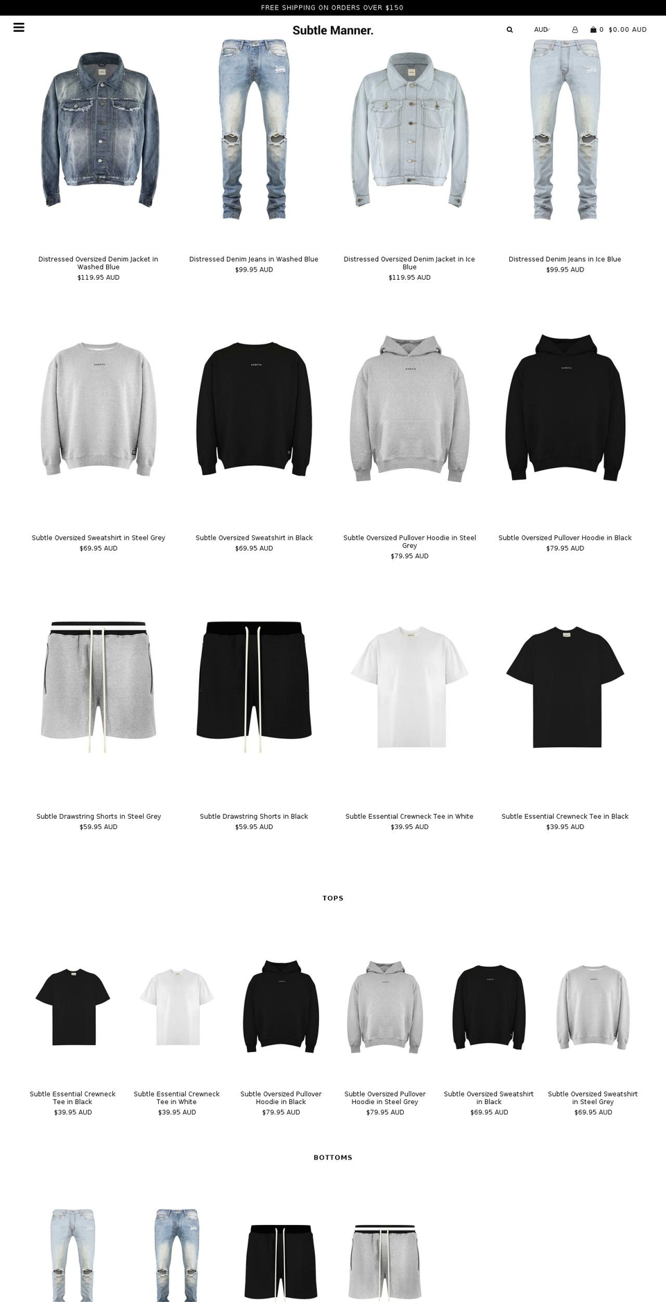 subtlemanner.com — Shopify storefront screenshot