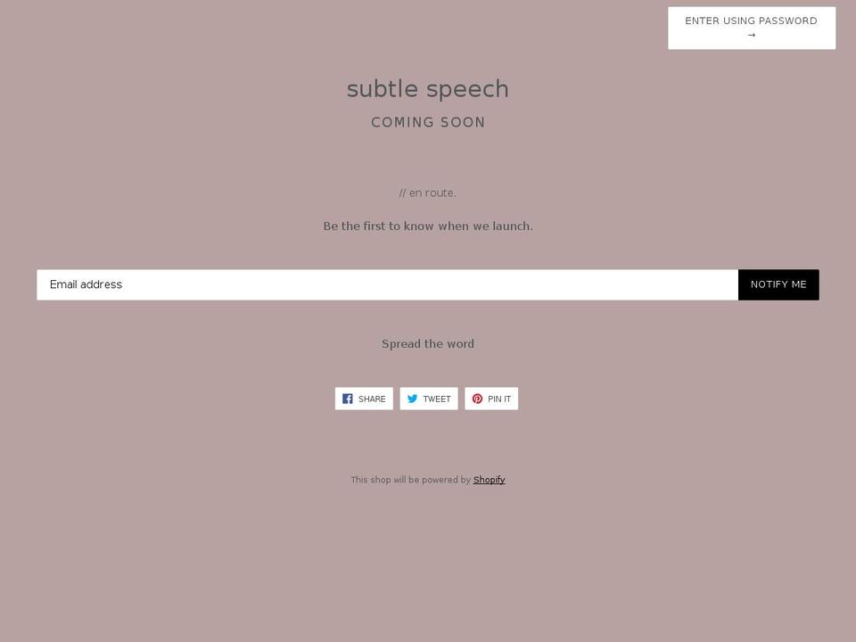 subtlespeech.com shopify website screenshot