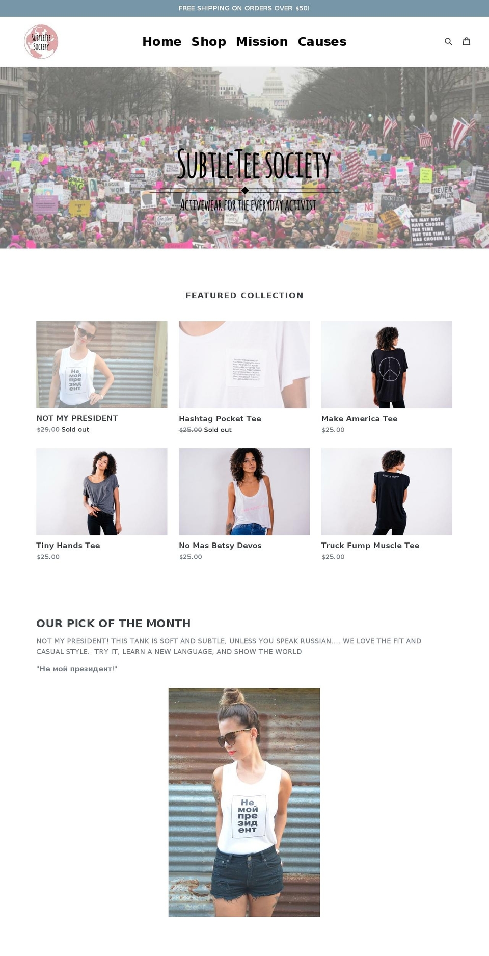 subtleteesociety.com — Shopify storefront screenshot