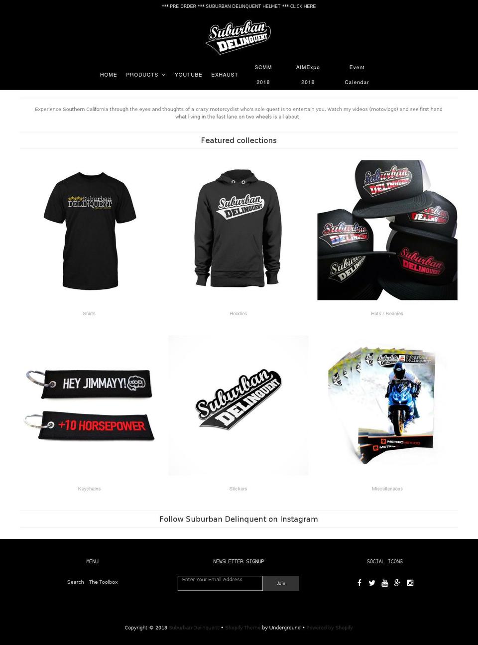suburbandelinquent.com shopify website screenshot