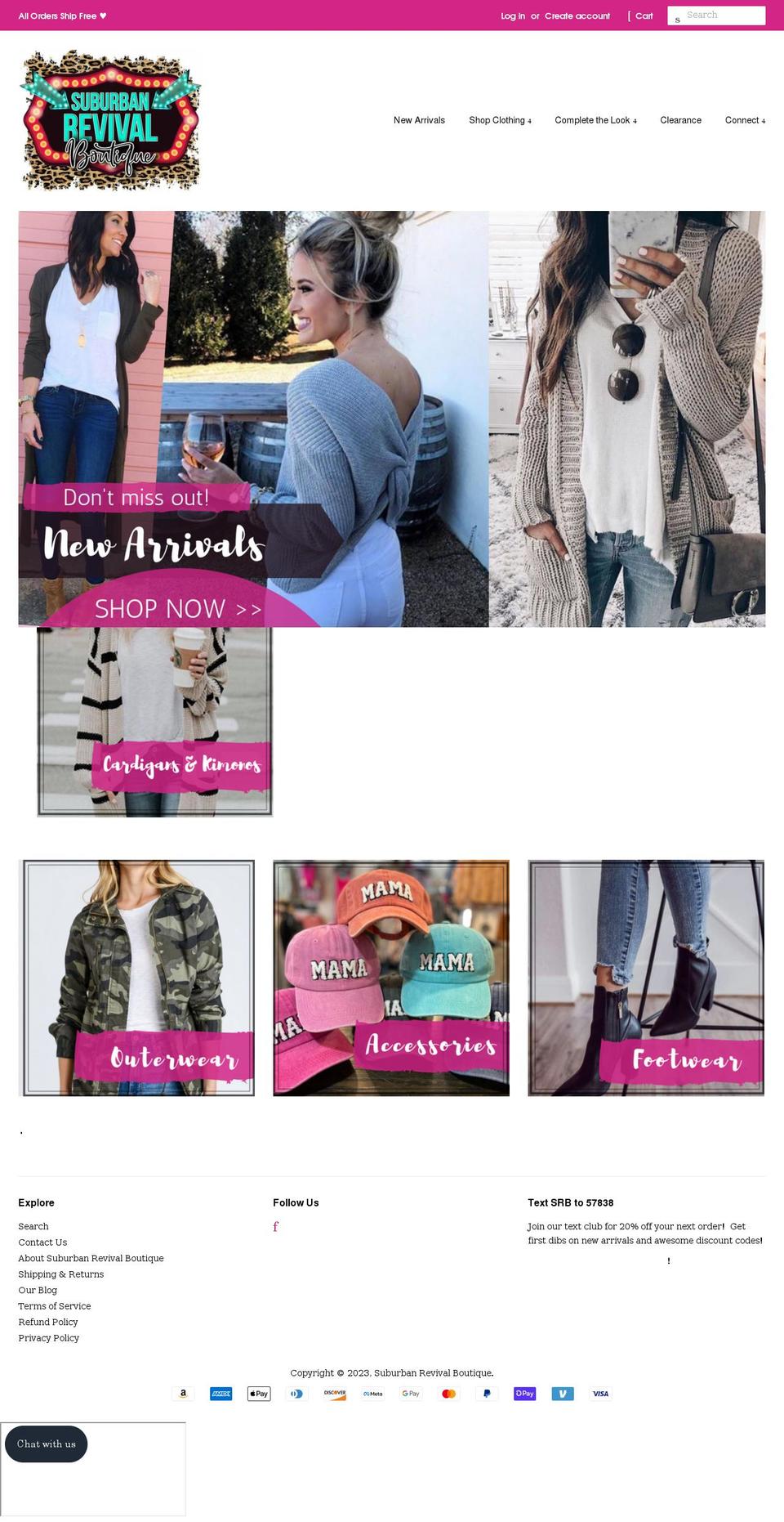 suburbanrevivalboutique.com shopify website screenshot