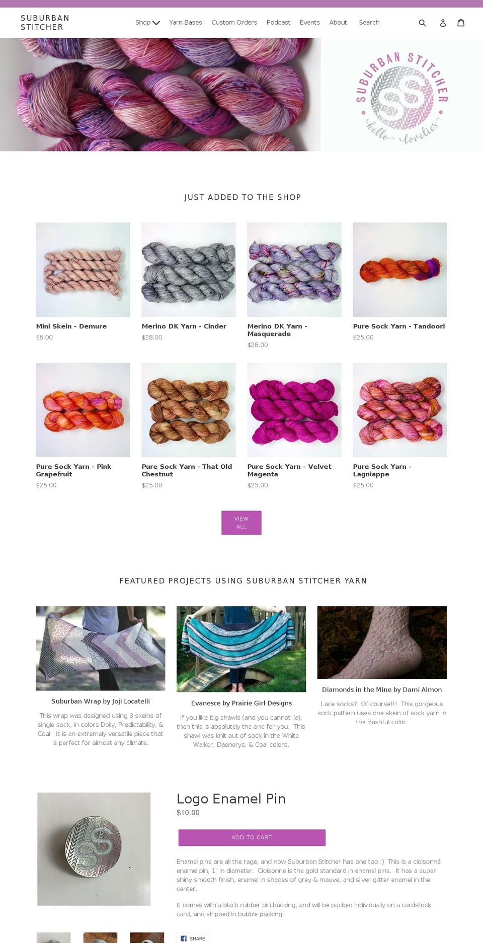 suburbanstitcher.com shopify website screenshot