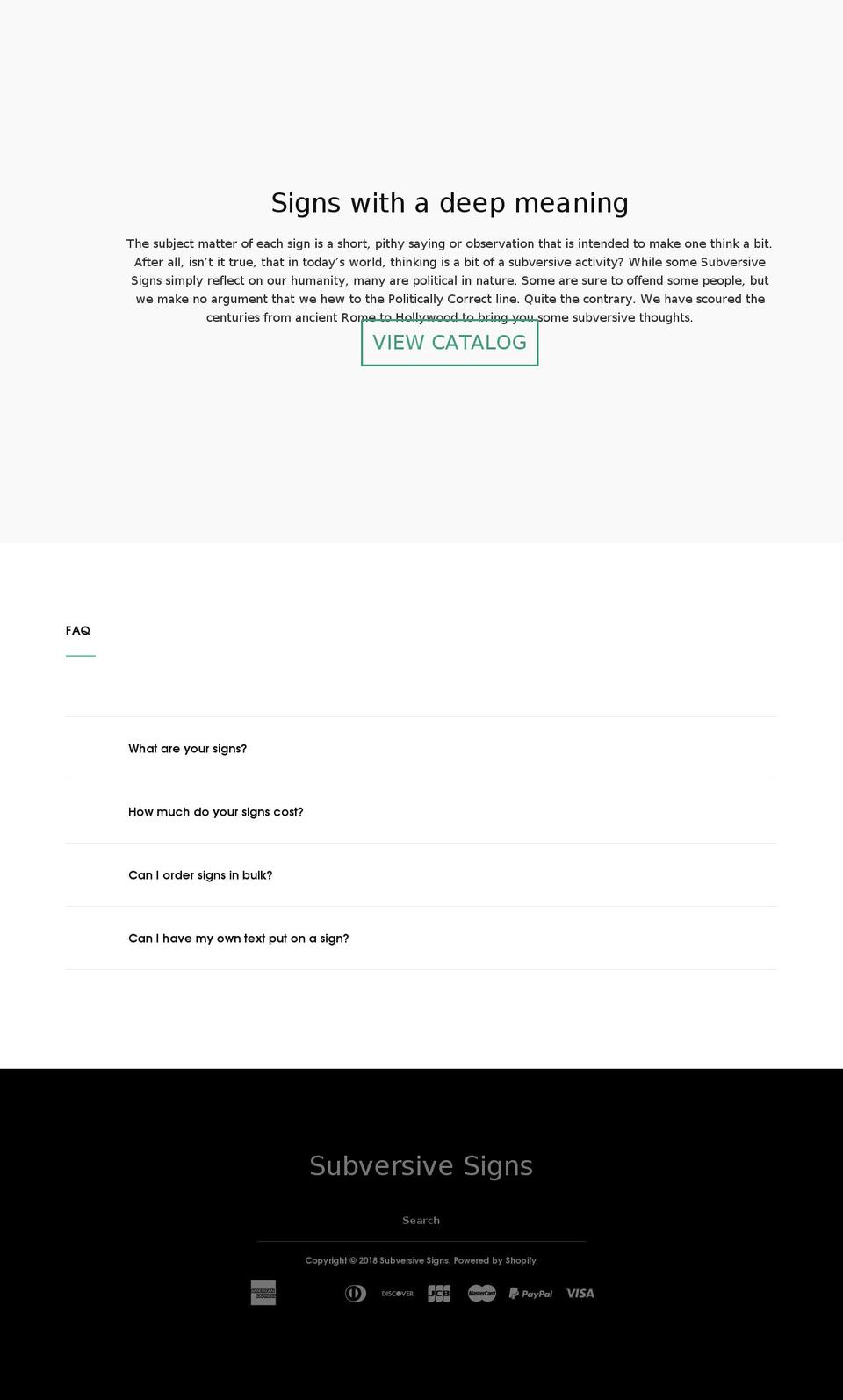 subversivesigns.com — Shopify storefront screenshot