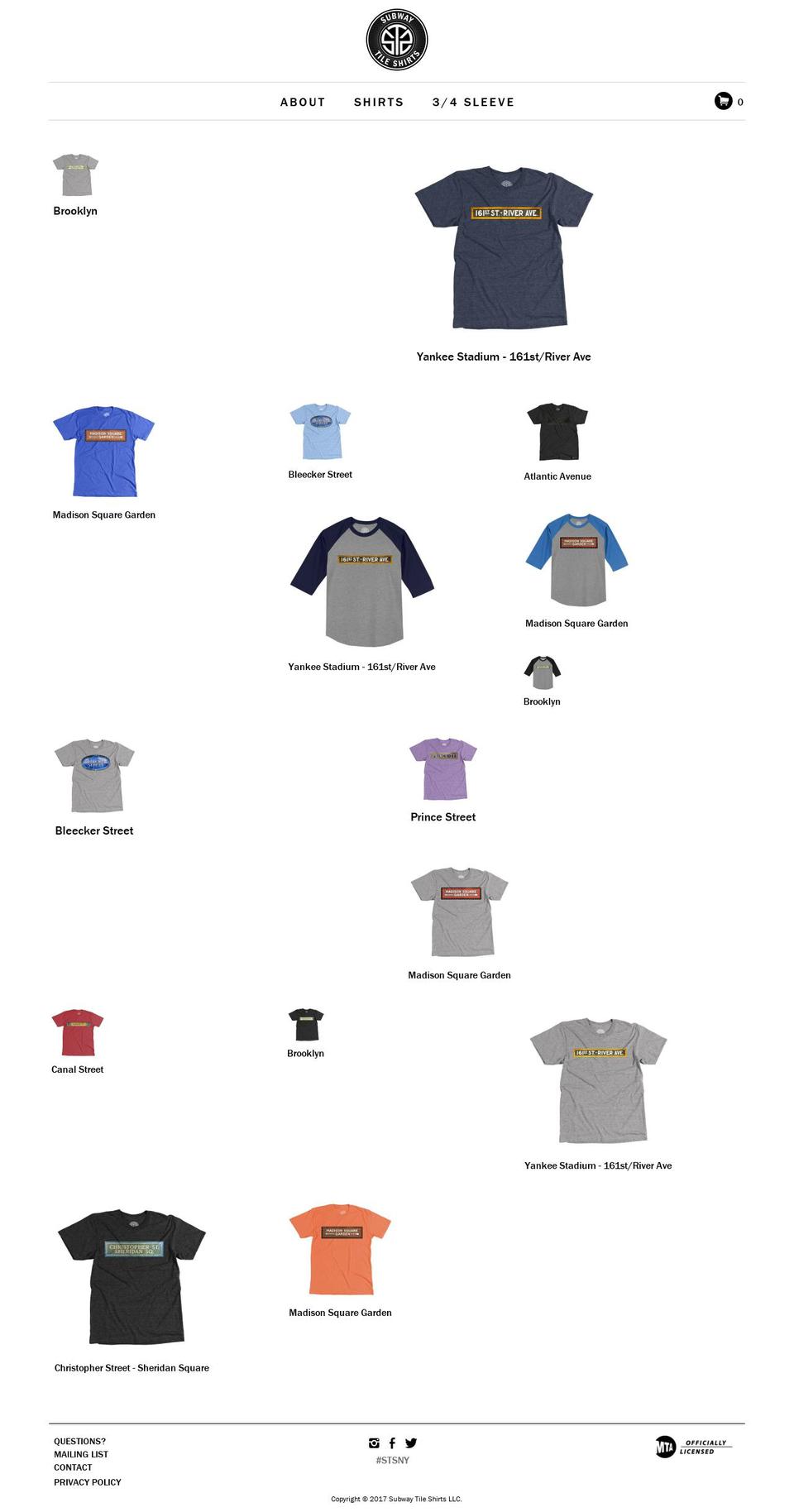 subwaytileshirts.com shopify website screenshot