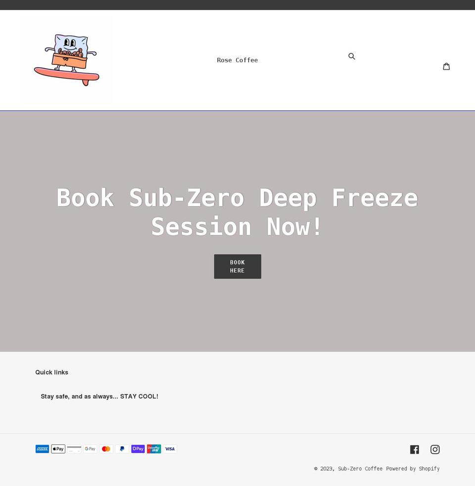 subzerocoffee.com shopify website screenshot