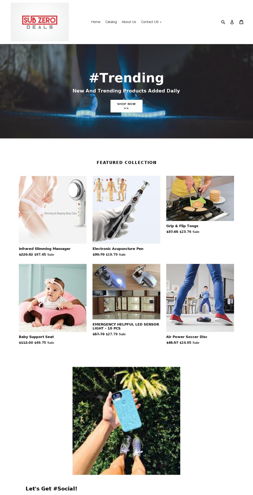 subzerodeals.com shopify website screenshot