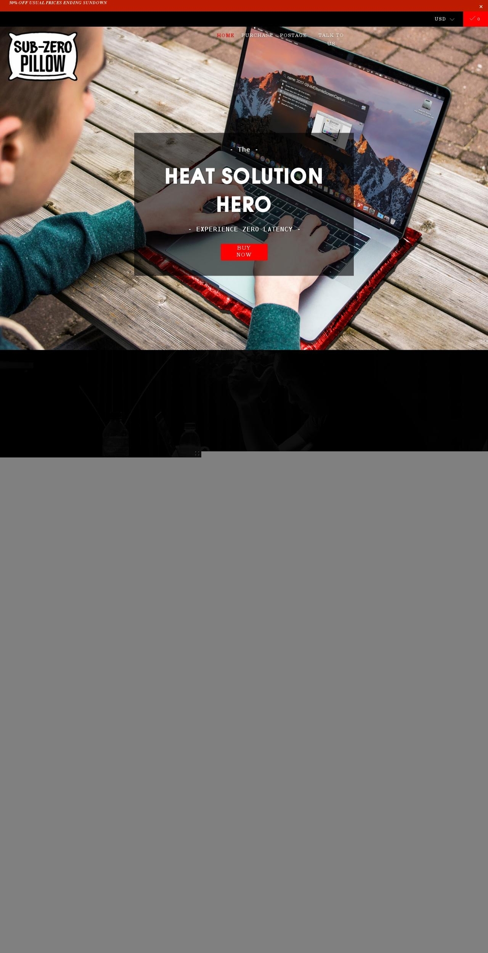 subzeropillow.com shopify website screenshot