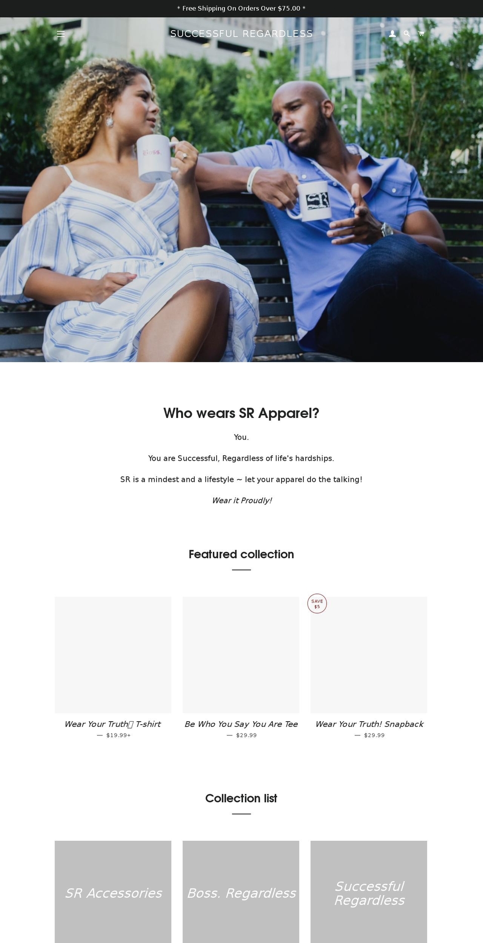 successfulregardless.com — Shopify storefront screenshot