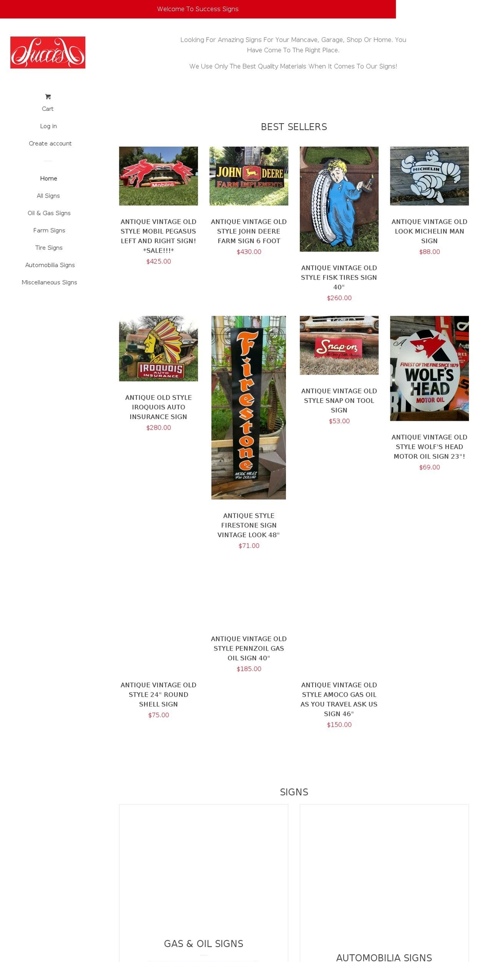 successsigns.win shopify website screenshot