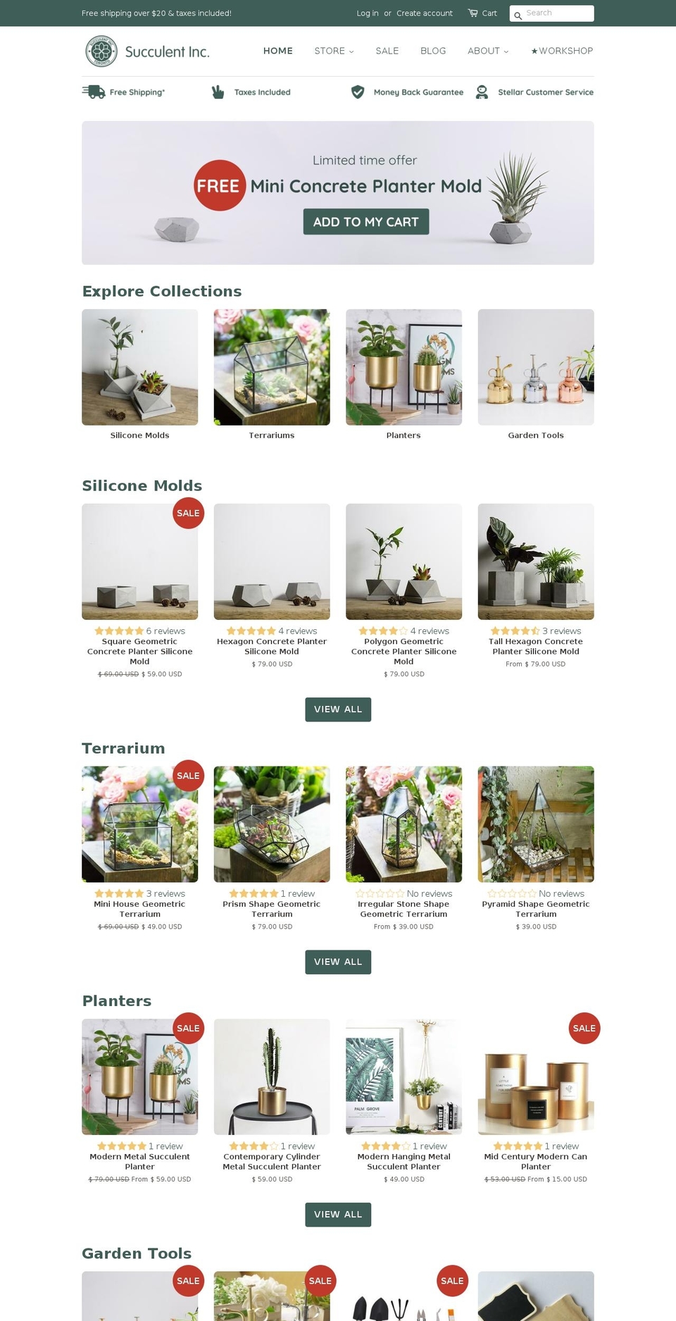 succulentinc.com — Shopify storefront screenshot