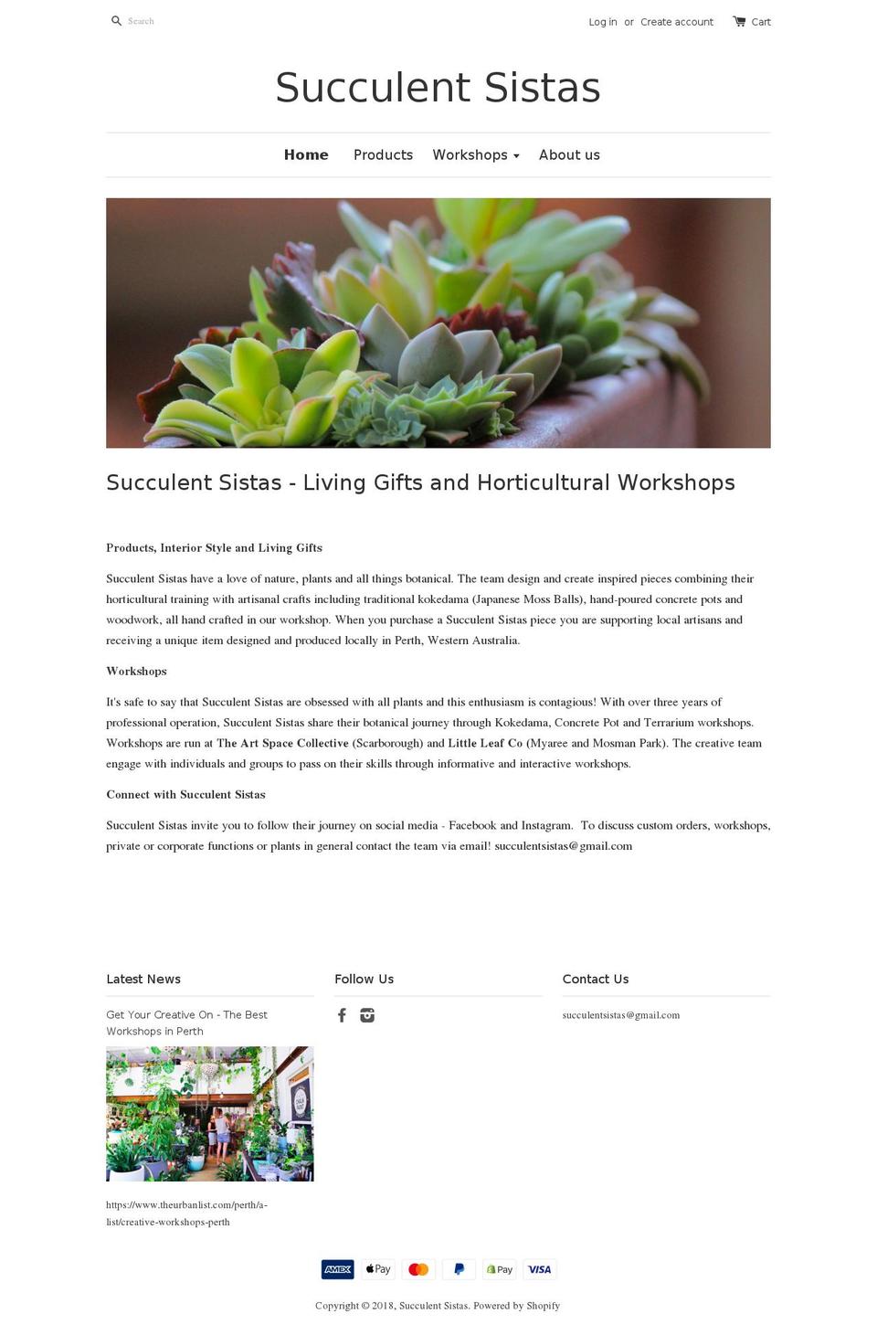 succulentsistas.com shopify website screenshot