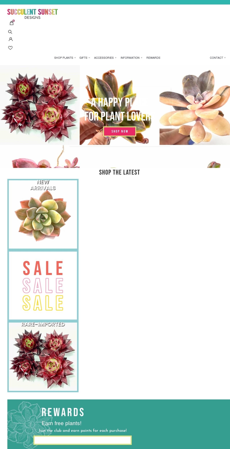 Webinopoly Development Shopify theme site example succulentsunsetdesigns.com