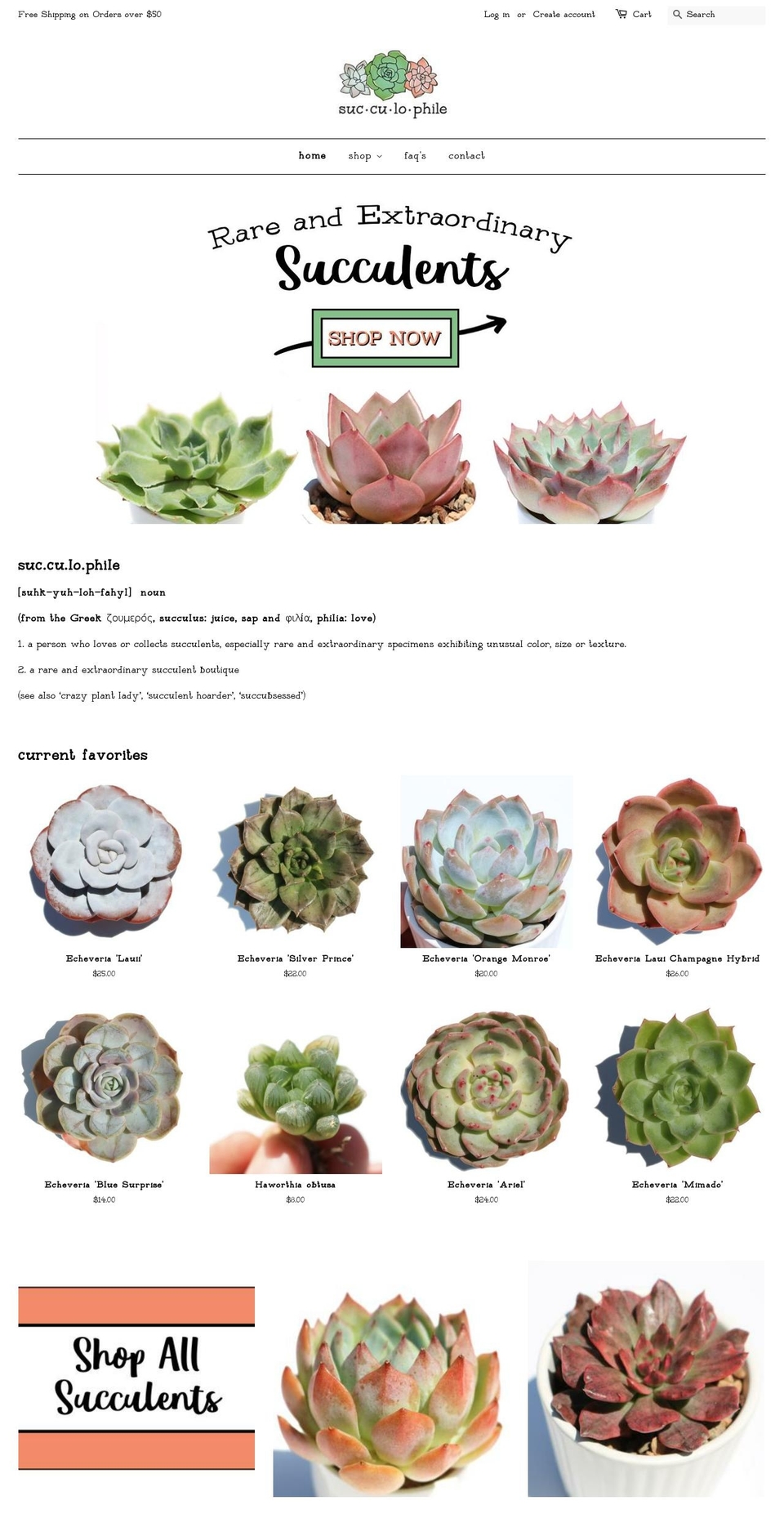 succulophile.com — Shopify storefront screenshot