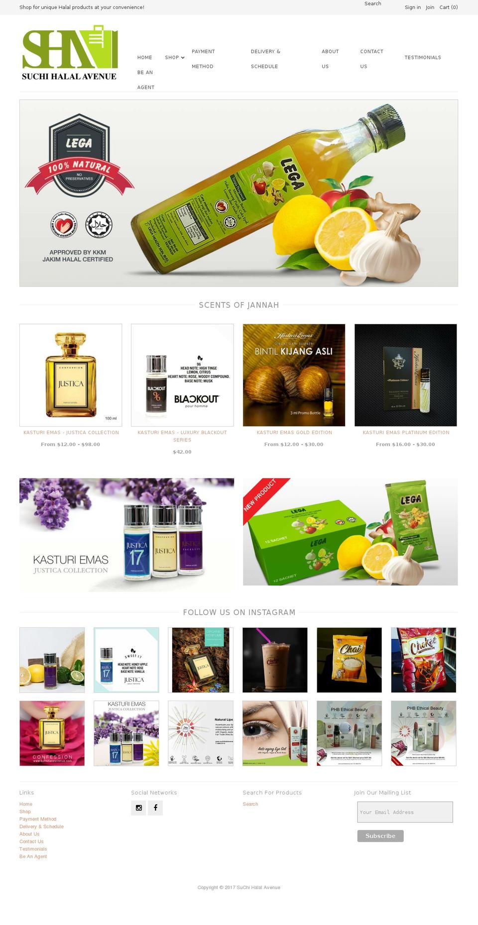 suchihalalavenue.com shopify website screenshot