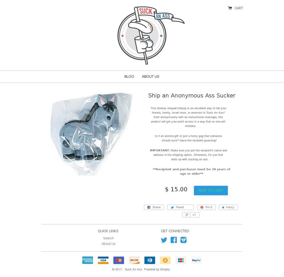 suckanass.com shopify website screenshot
