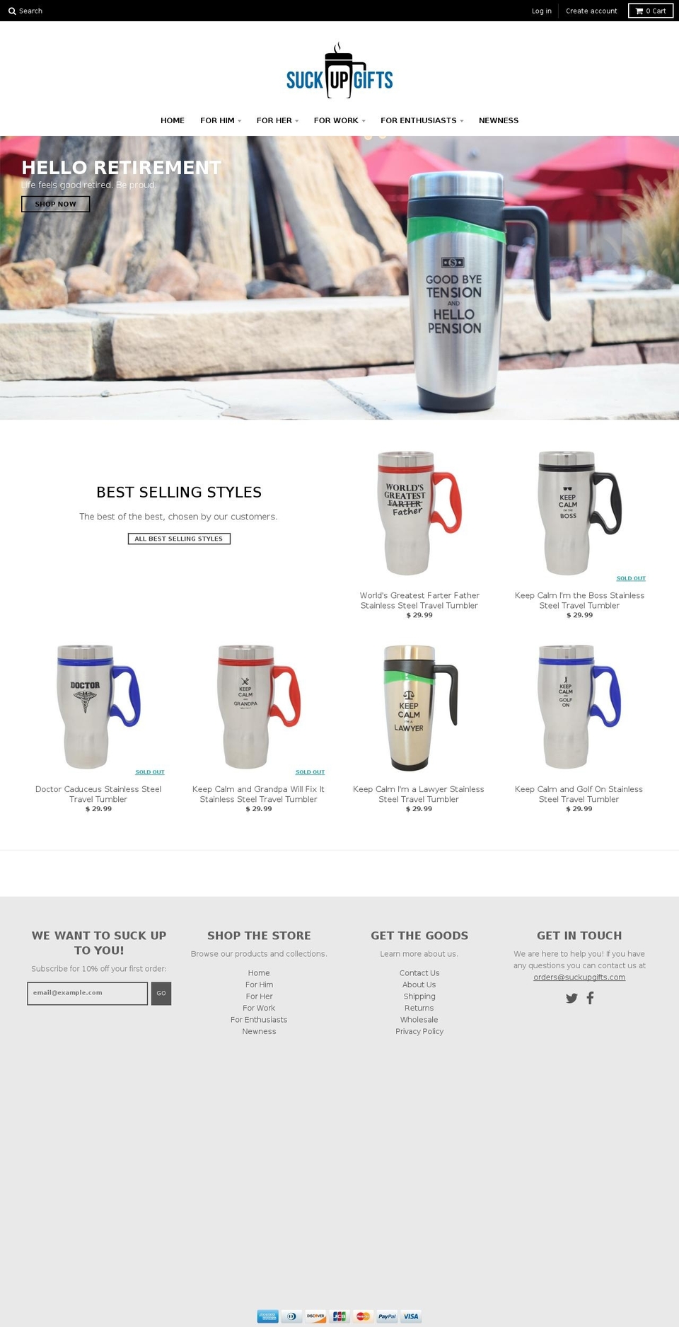 suckupgifts.com shopify website screenshot