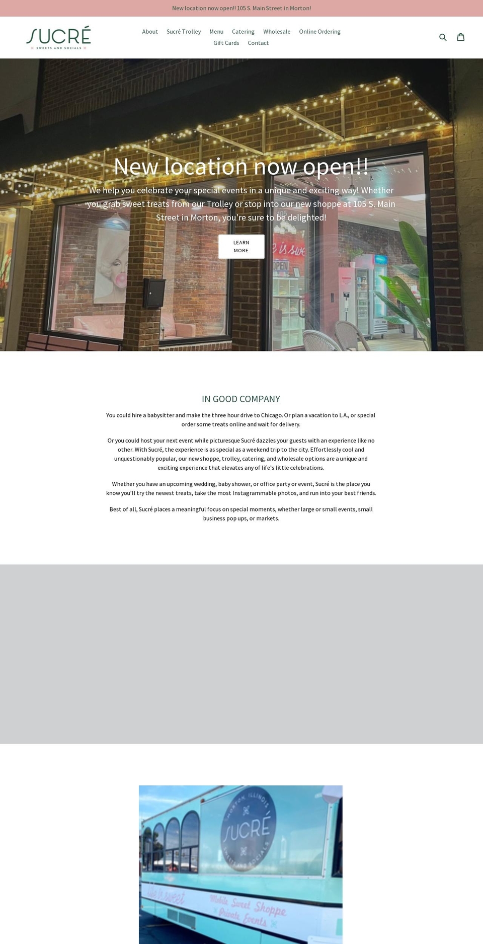 sucresweetsandsocials.com — Shopify storefront screenshot