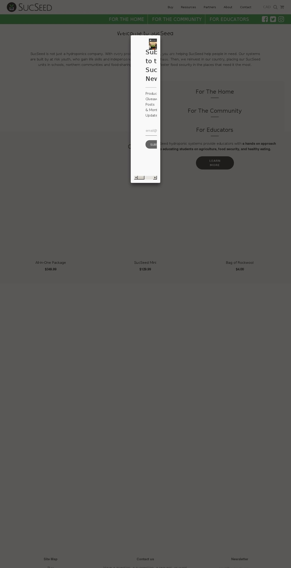 sucseed.ca shopify website screenshot