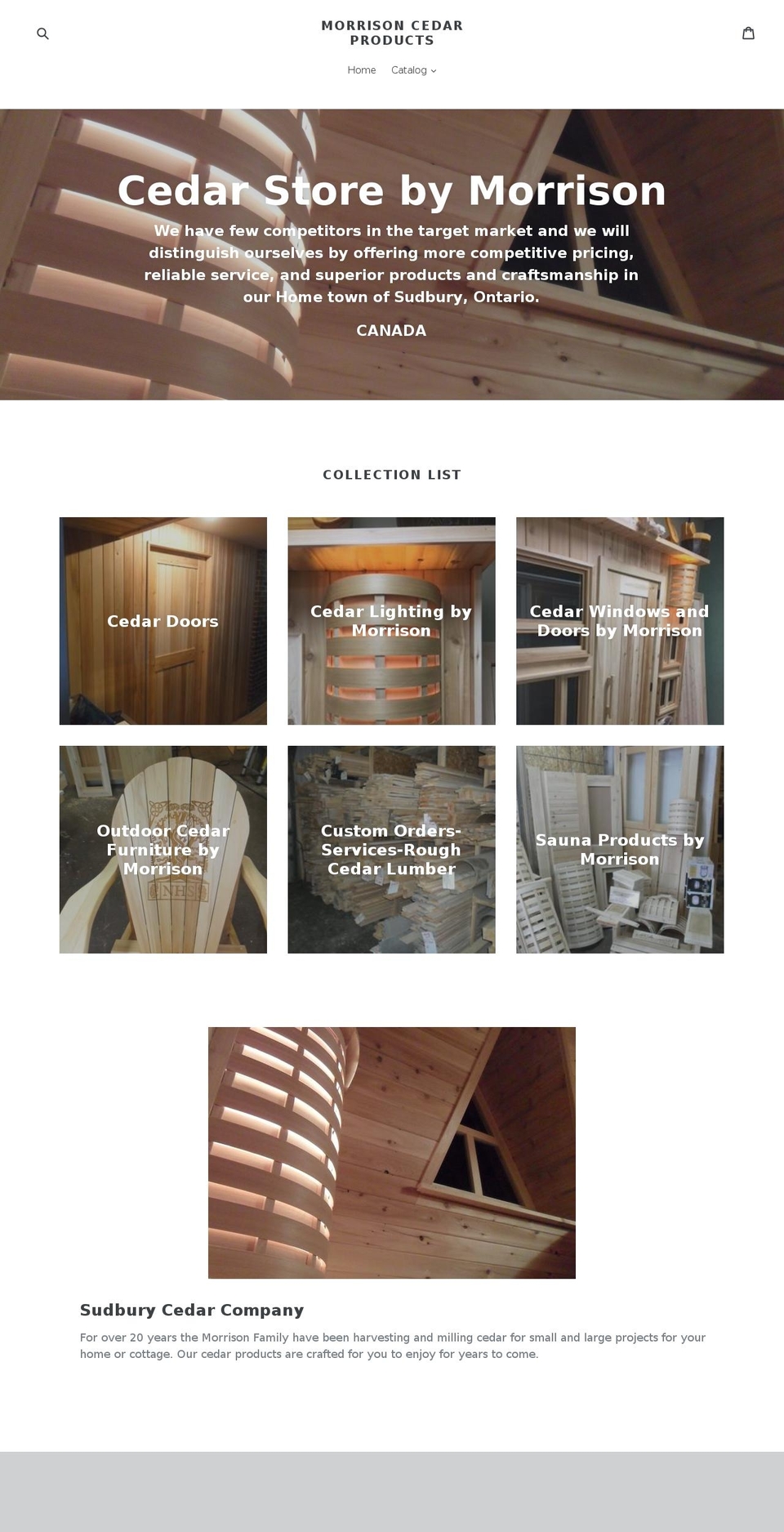 sudburycedarproducts.com — Shopify storefront screenshot