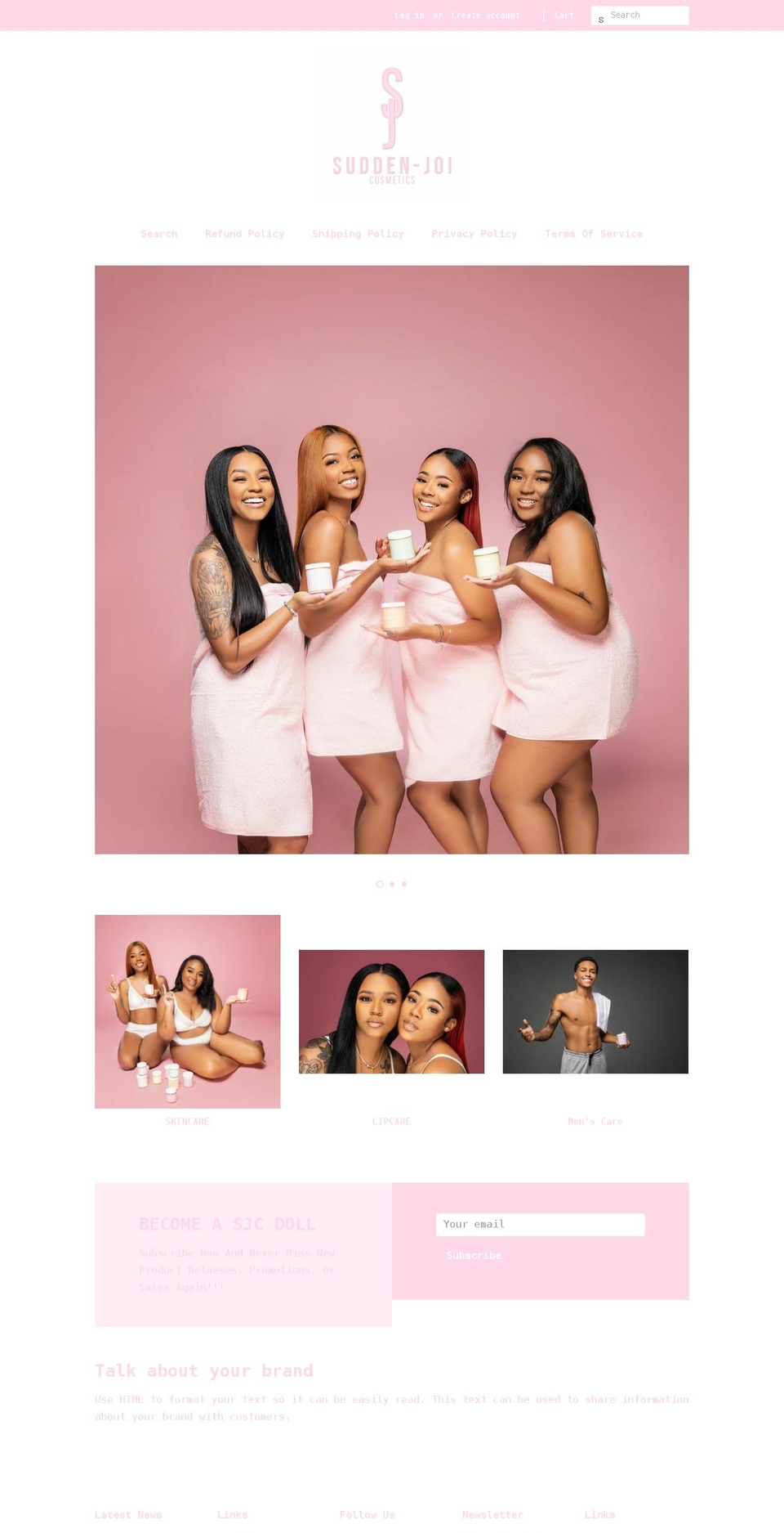 suddenjoicosmetics.com shopify website screenshot