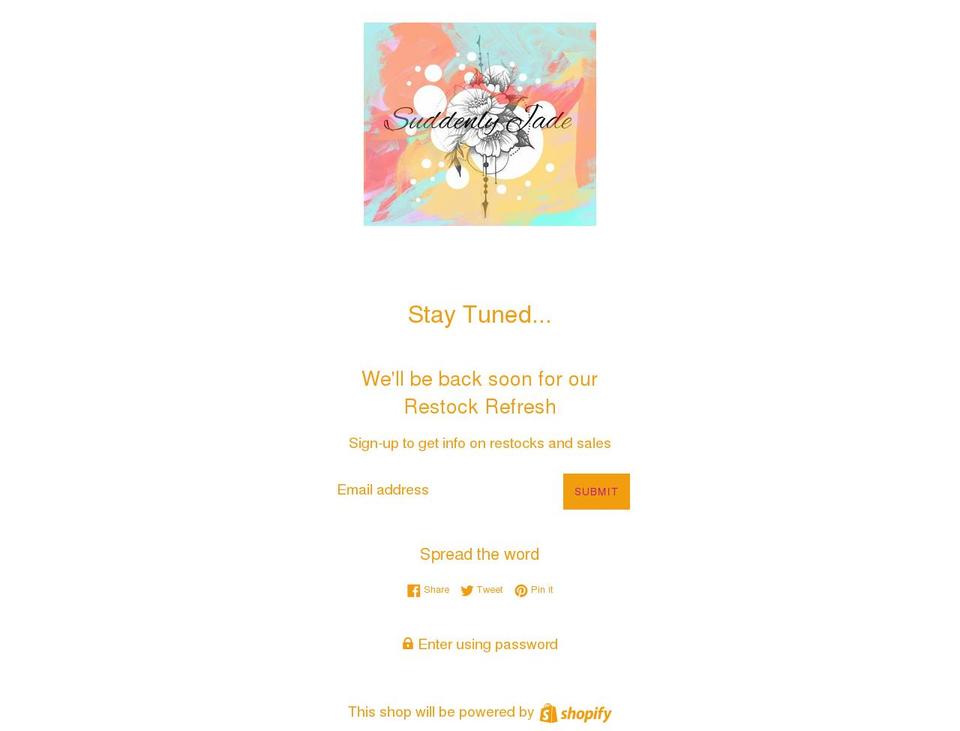 suddenlyjade.com shopify website screenshot