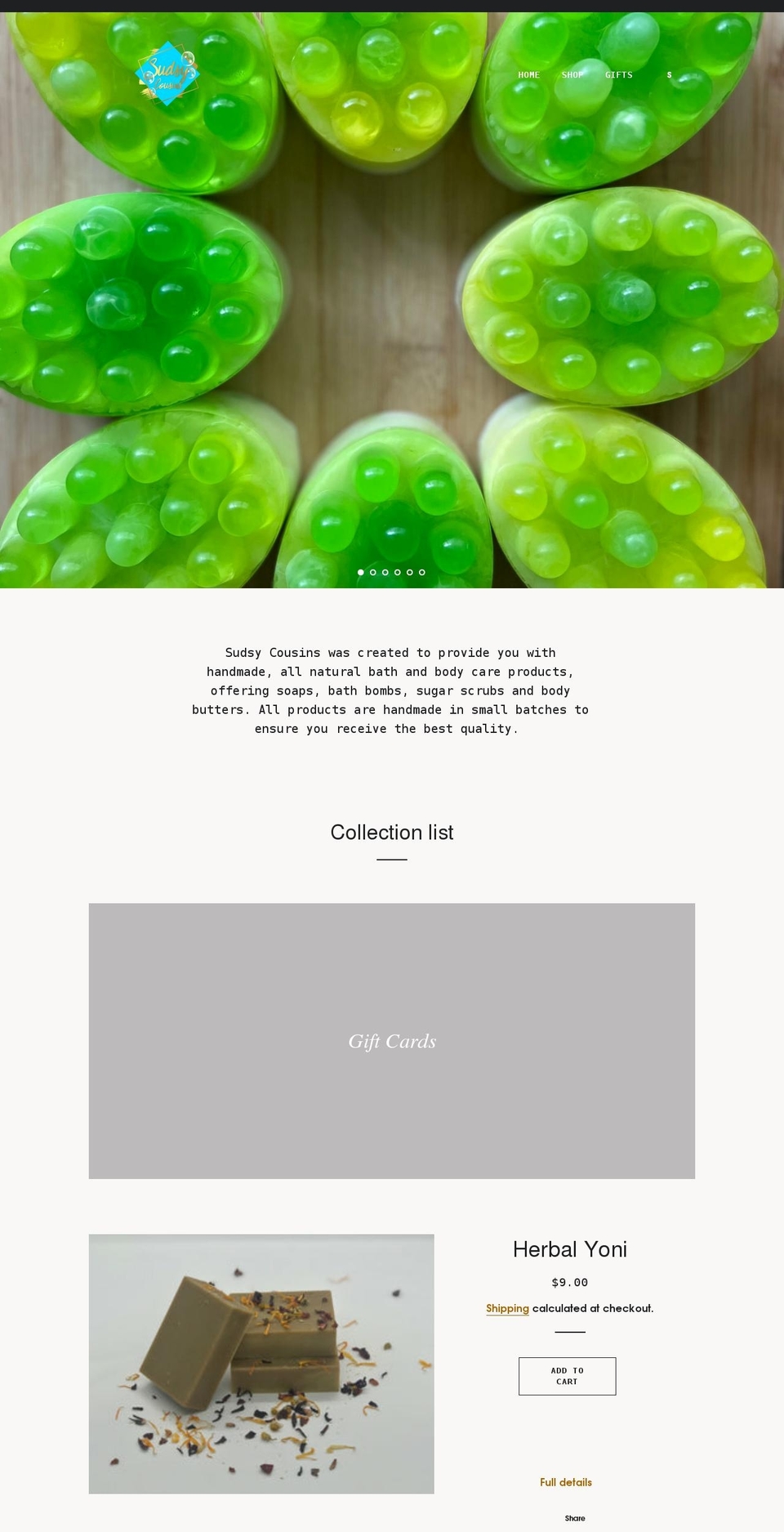 sudsycousins.com shopify website screenshot