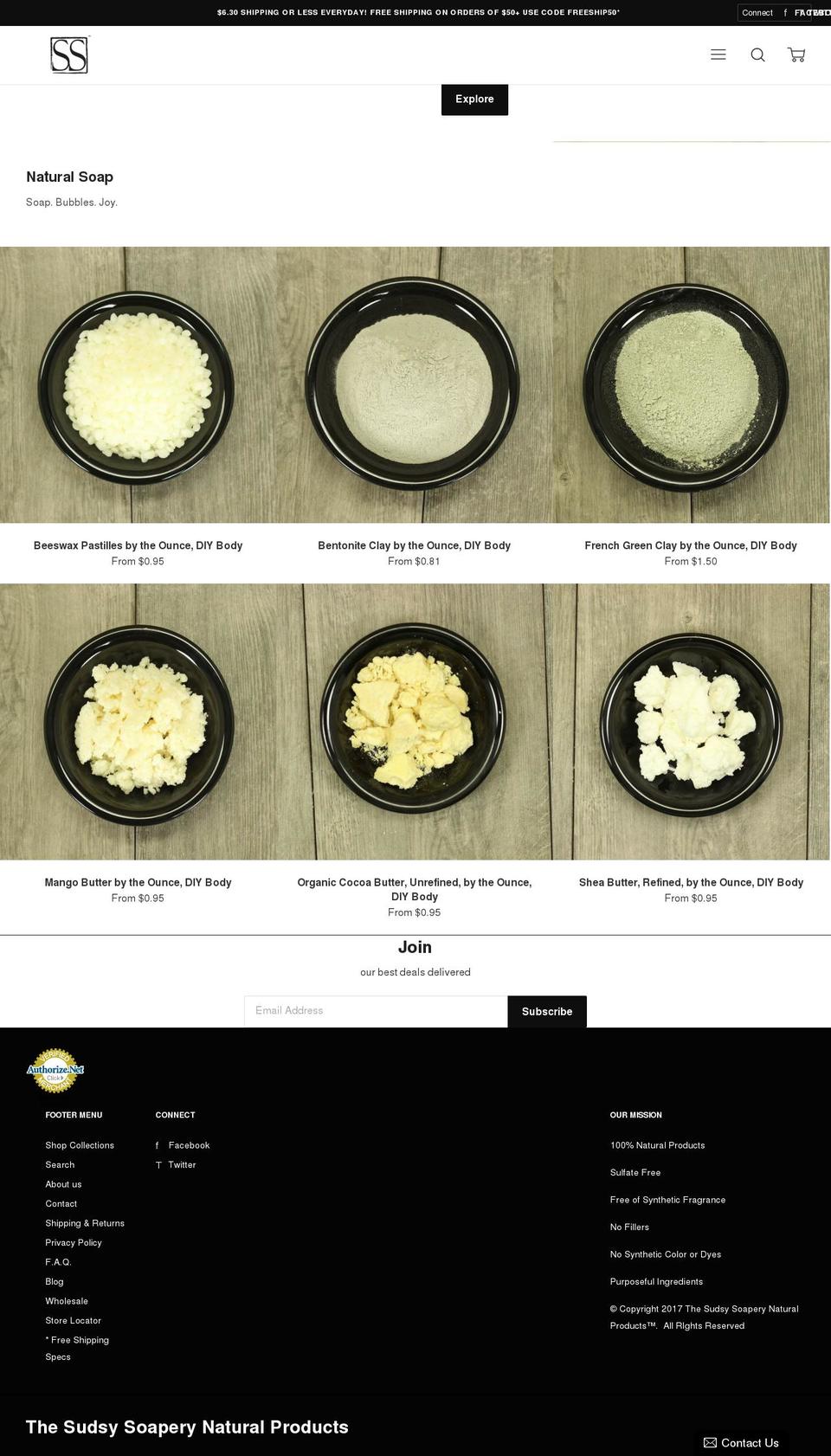 sudsysoapery.com shopify website screenshot