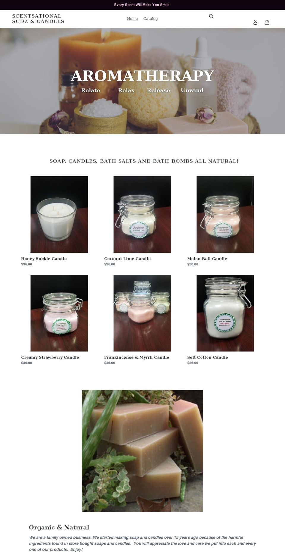 sudzncandles.com shopify website screenshot