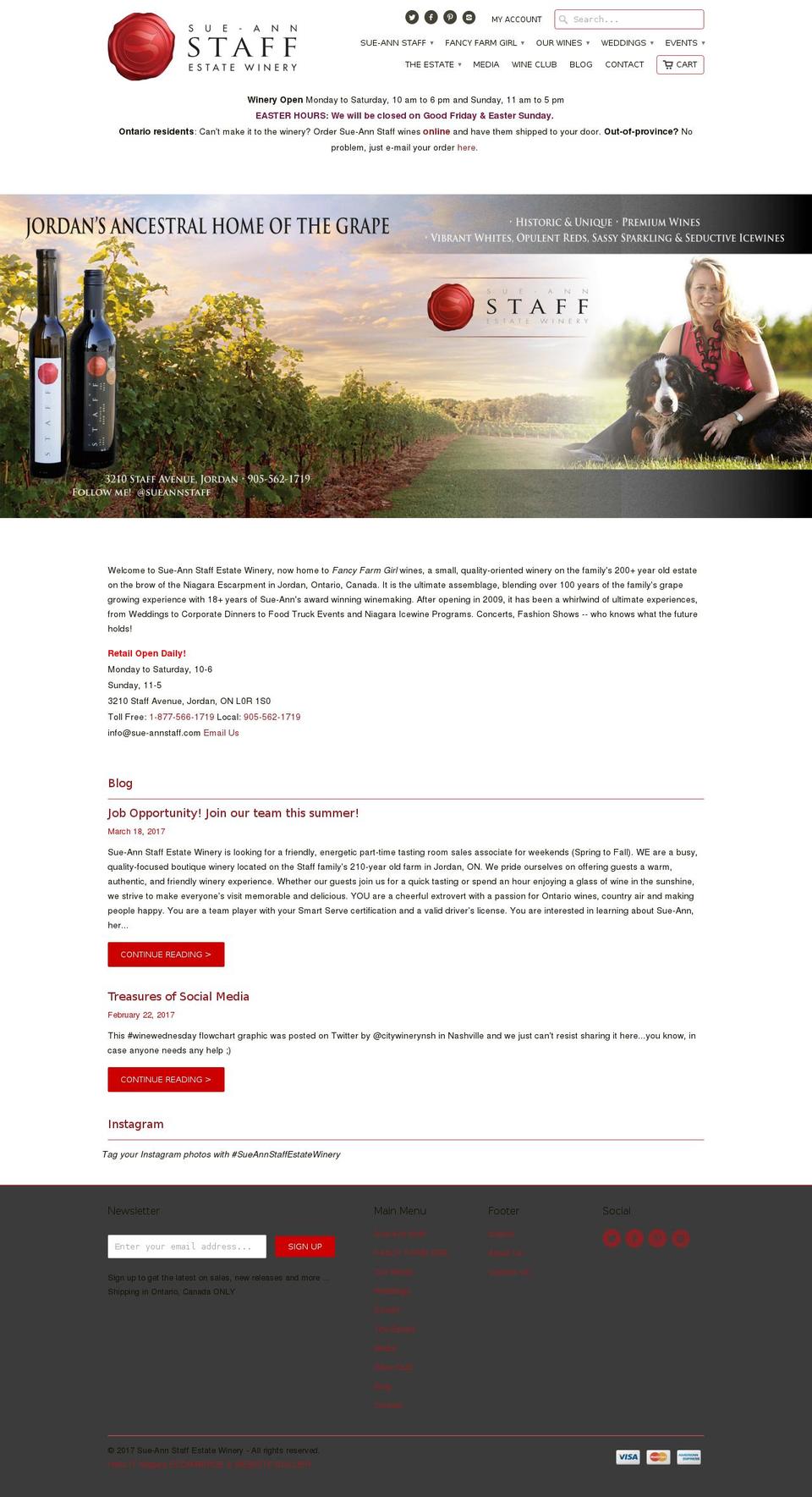 sue-annstaff.com shopify website screenshot