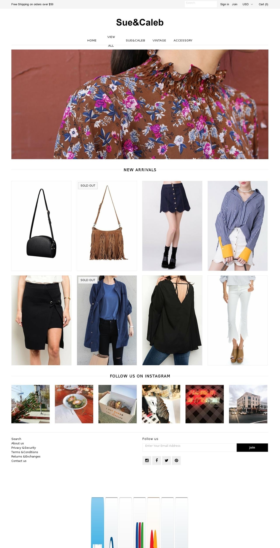 sueandcaleb.com shopify website screenshot