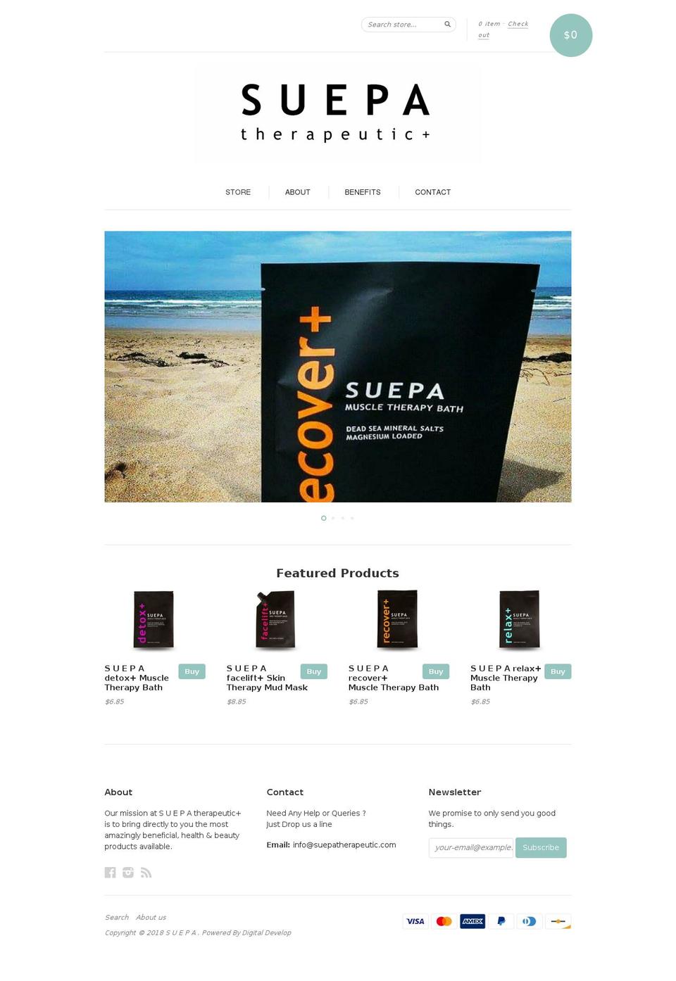 suepatherapeutic.com — Shopify storefront screenshot