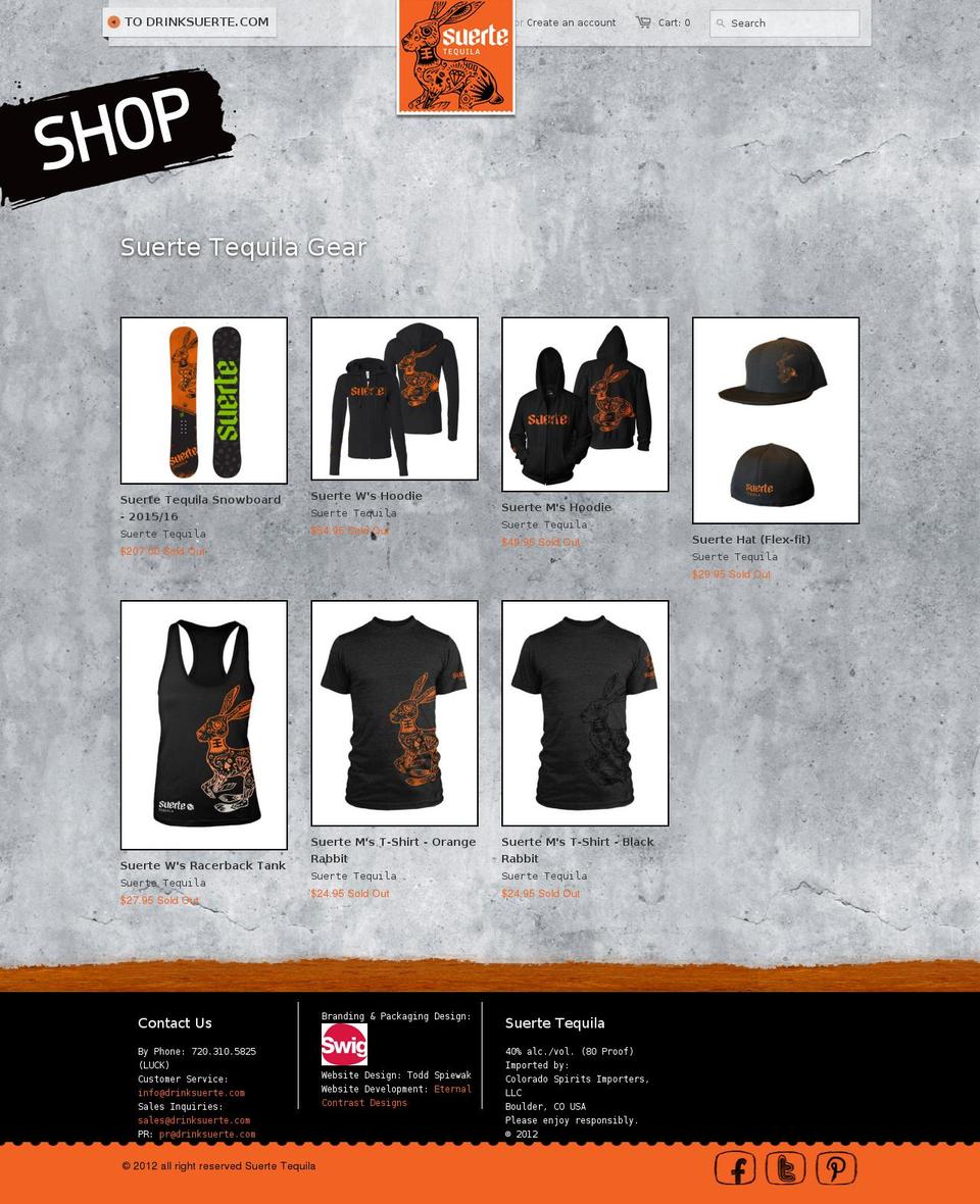 suertegear.com shopify website screenshot