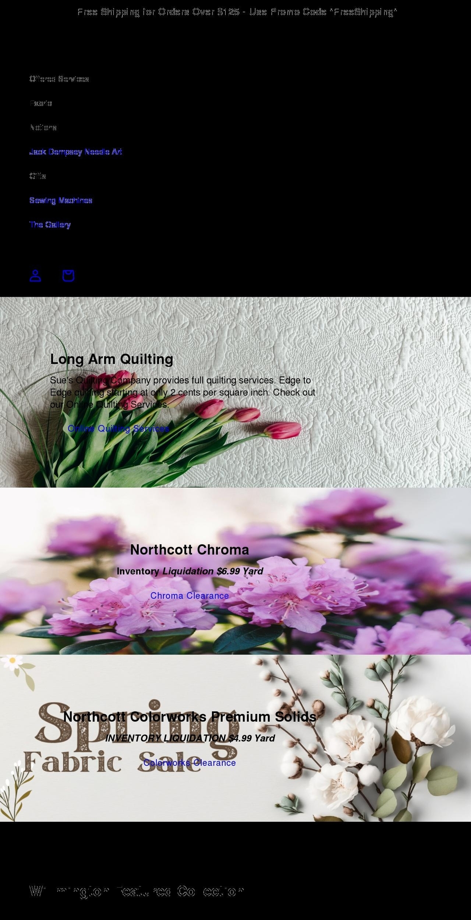 suesquiltingcompany.com shopify website screenshot