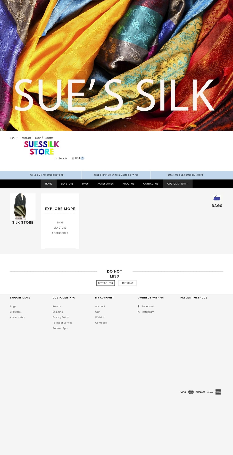 suessilkstore.com shopify website screenshot