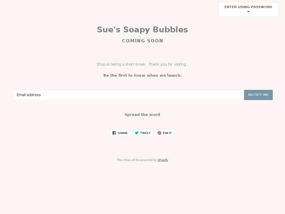 suessoapybubbles.com — Shopify storefront screenshot