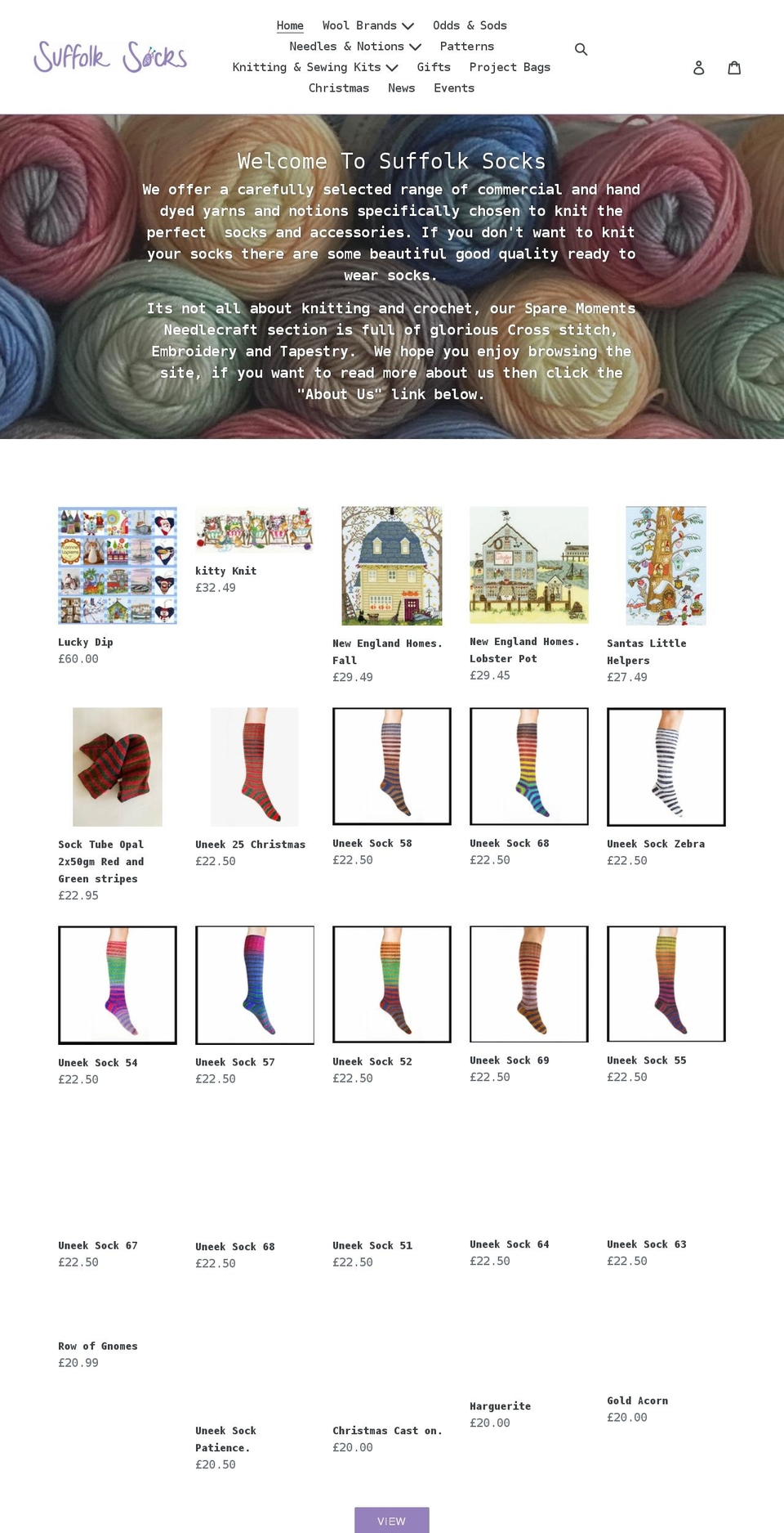 suffolksocks.com shopify website screenshot