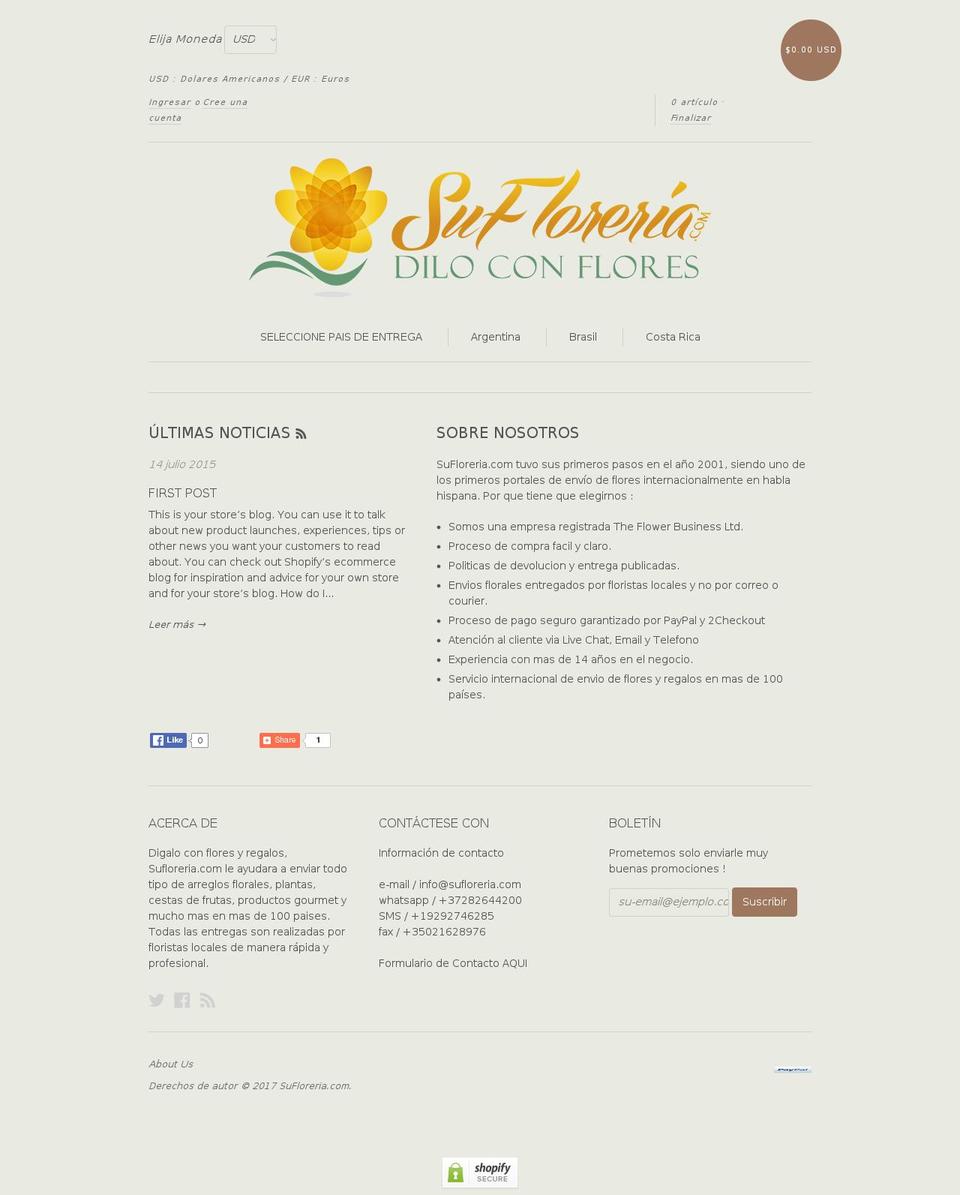 sufloreria.com shopify website screenshot