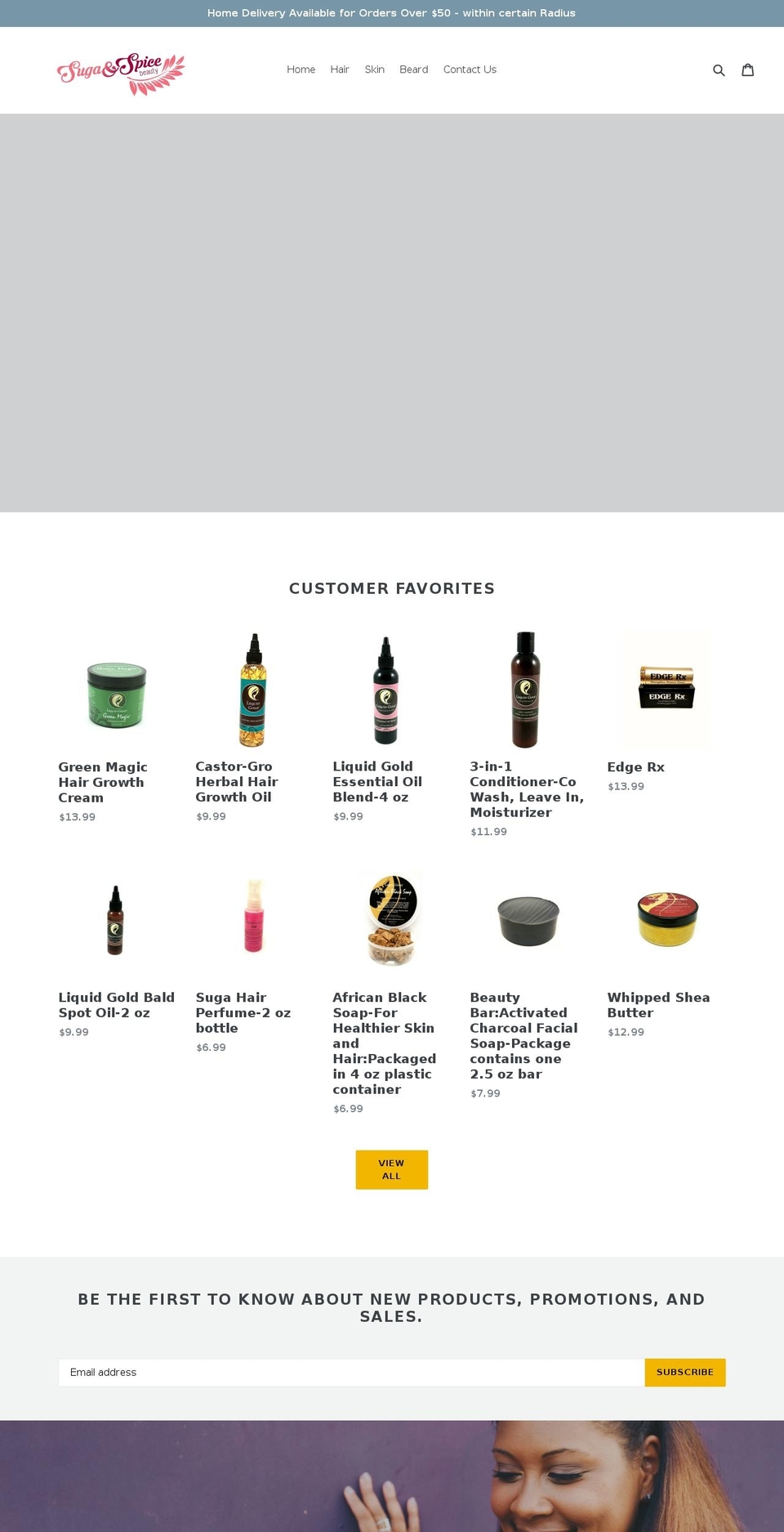 Saffron Shopify theme site example sugaandspicebeauty.com