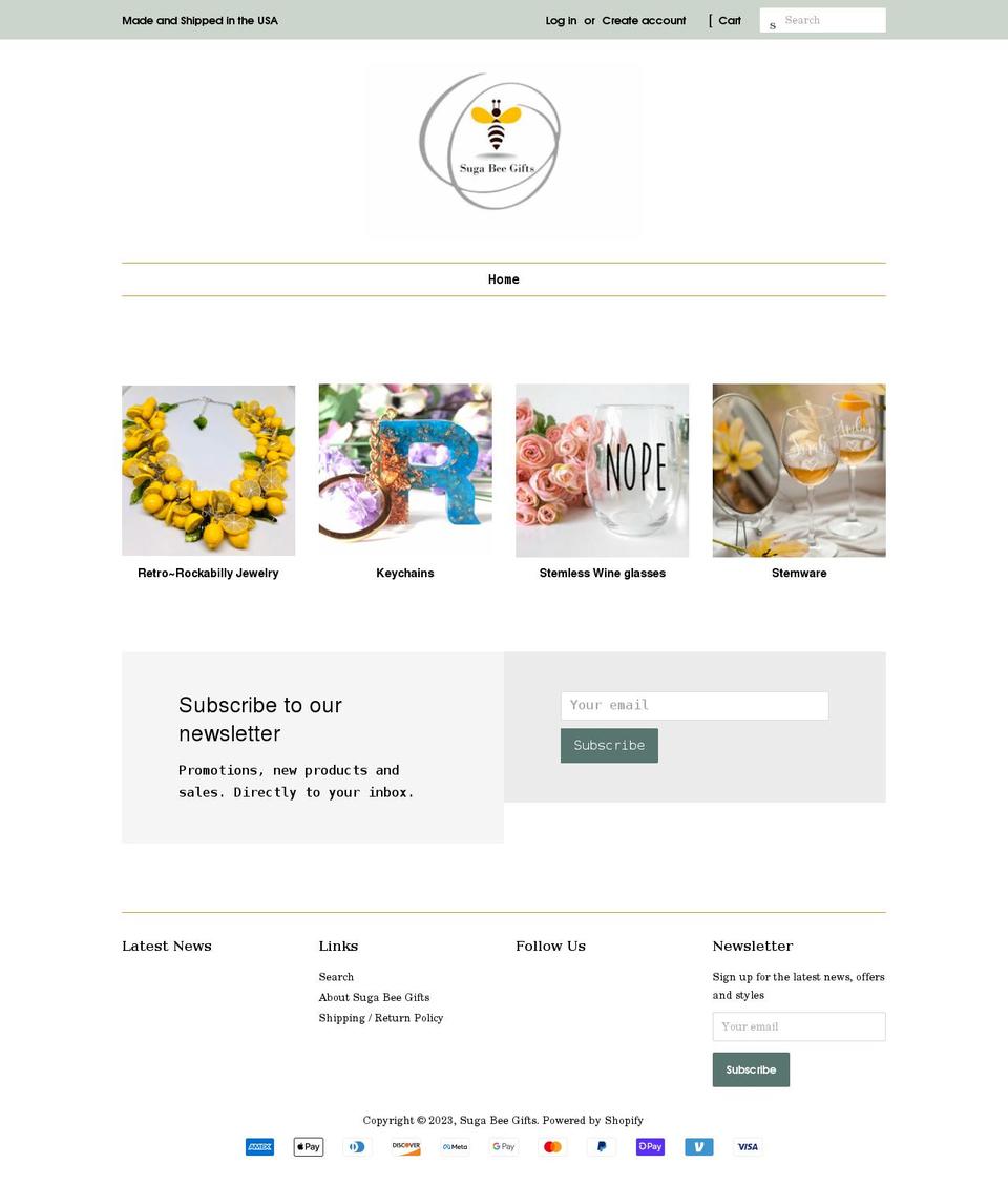 sugabeegifts.com shopify website screenshot