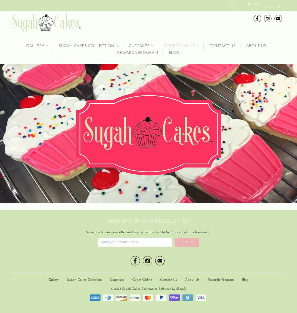 sugahcakes.com shopify website screenshot