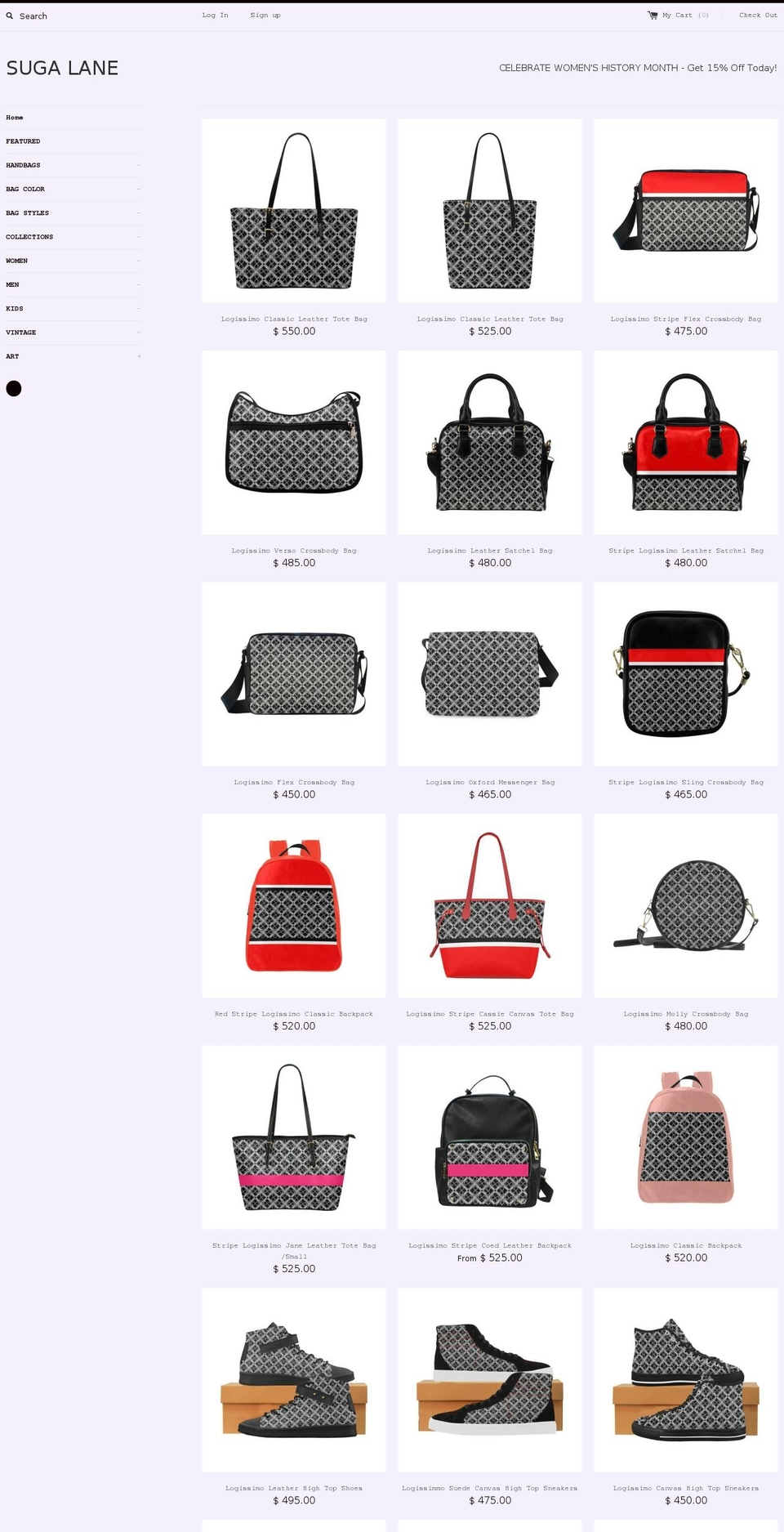 sugalane.com — Shopify storefront screenshot