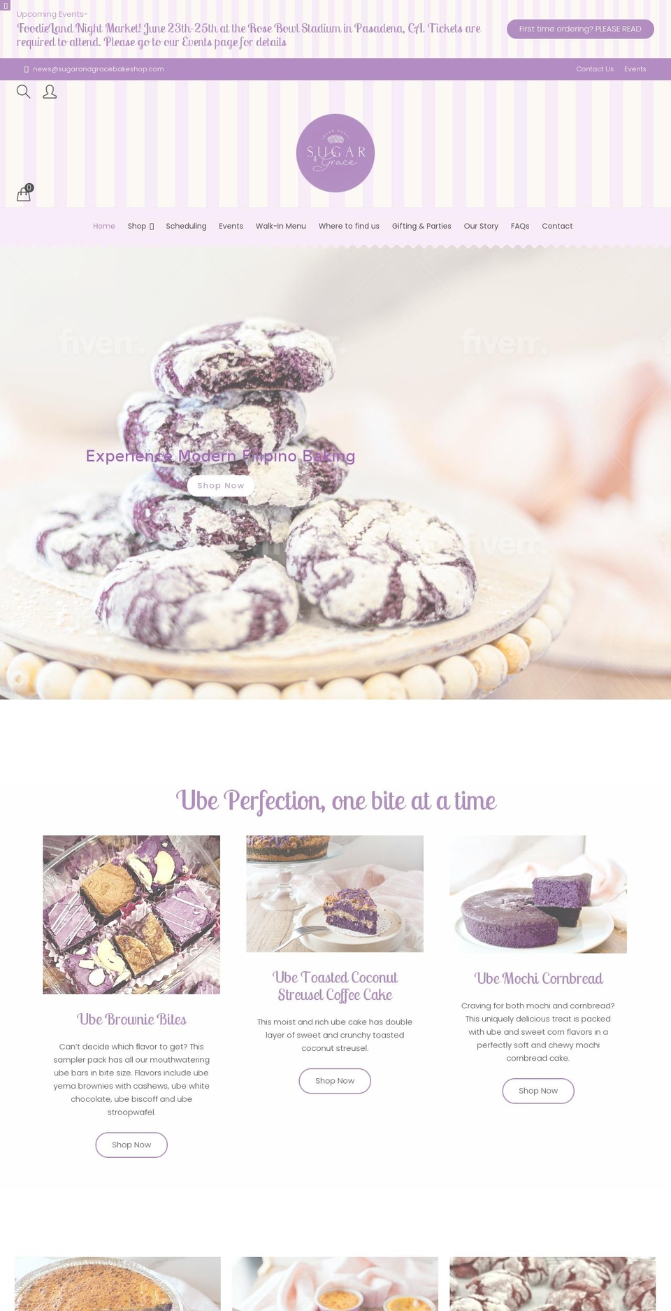 sugarandgracebakeshop.com shopify website screenshot