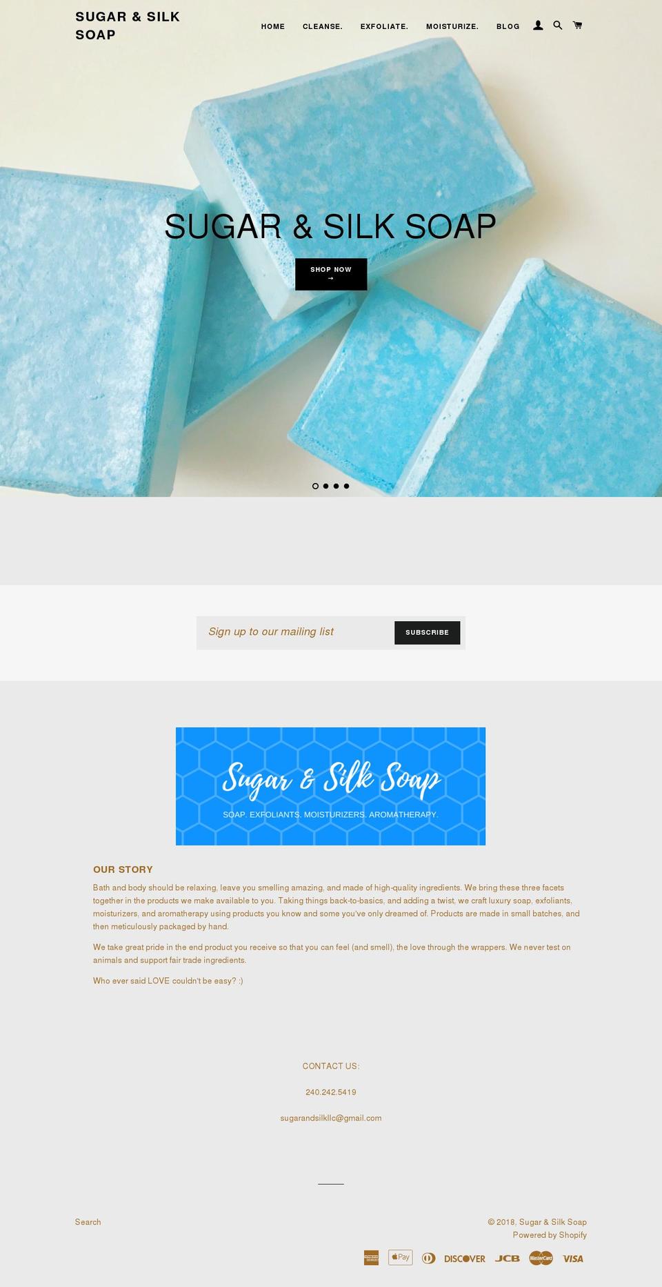 sugarandsilksoap.com — Shopify storefront screenshot